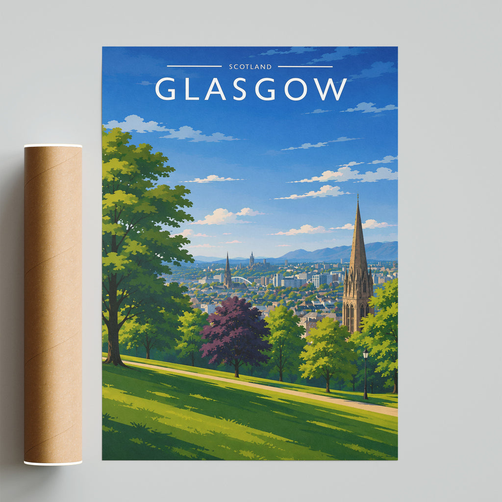 Glasgow #4 Travel Poster - fine art print with shipping tube