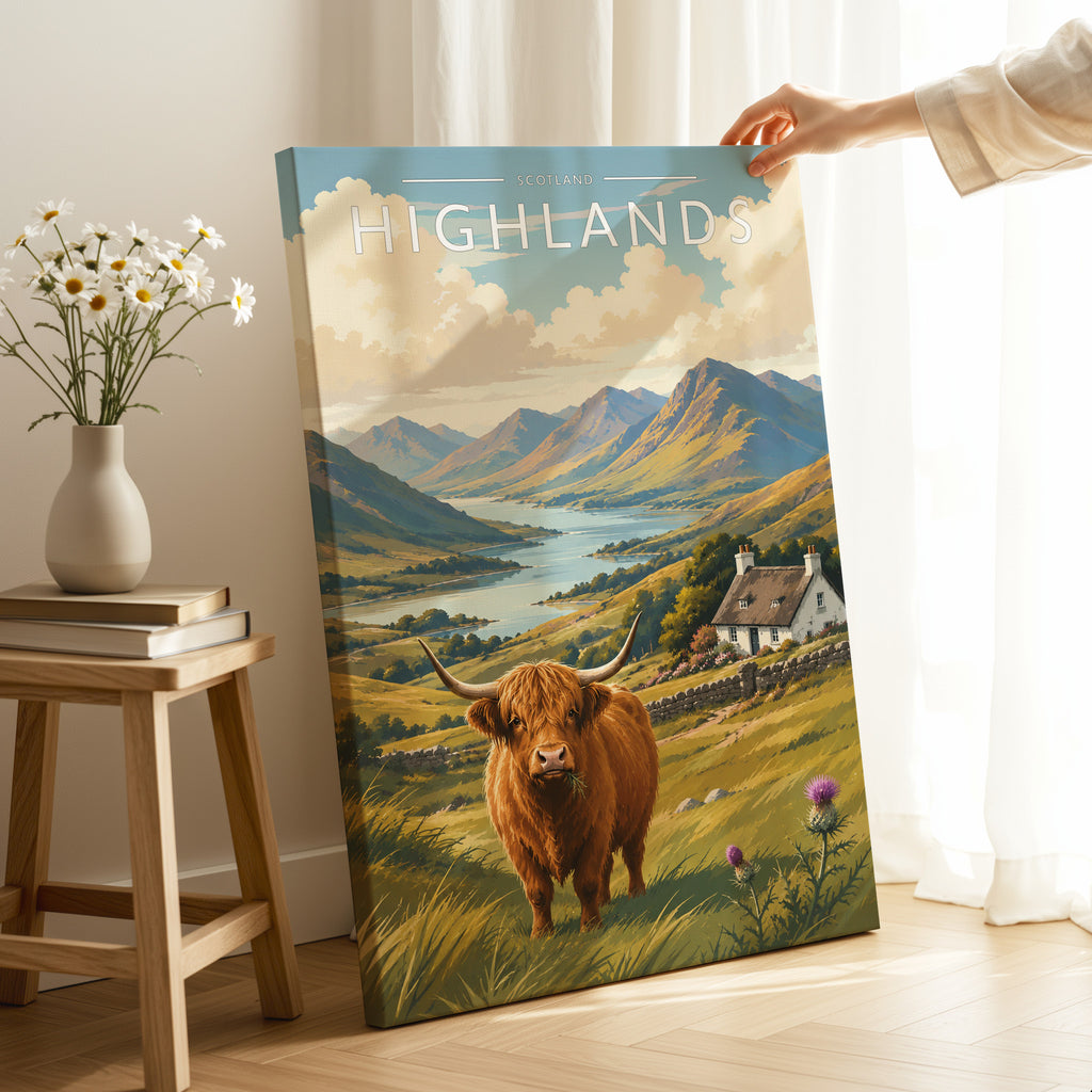 Highlands Travel Poster as a gallery-wrapped canvas