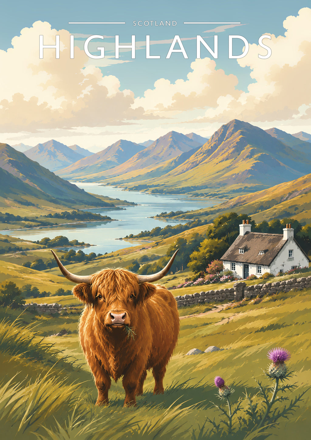 Highlands Travel Poster - A4 travel poster print