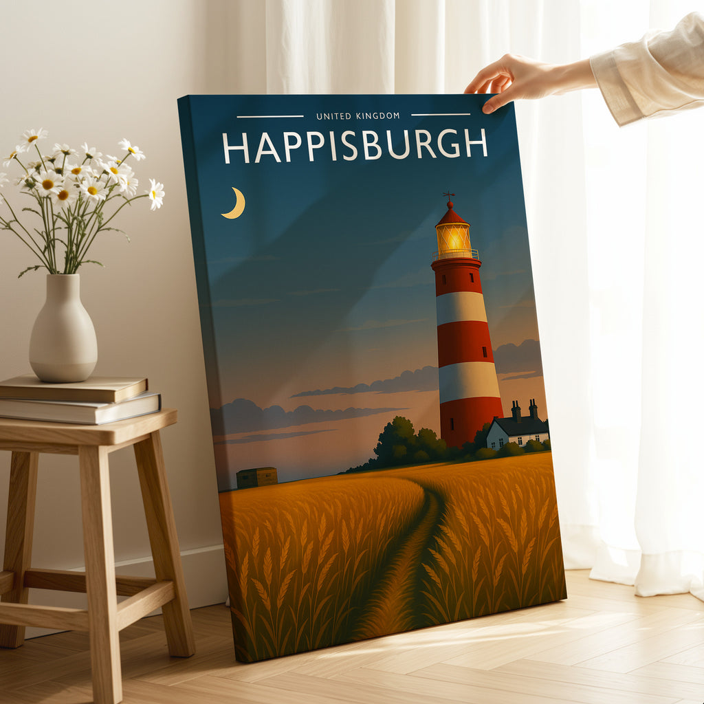Happisburgh Travel Poster as a gallery-wrapped canvas