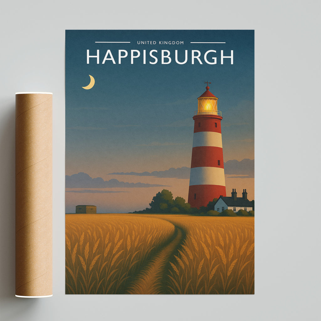Happisburgh Travel Poster - fine art print with shipping tube