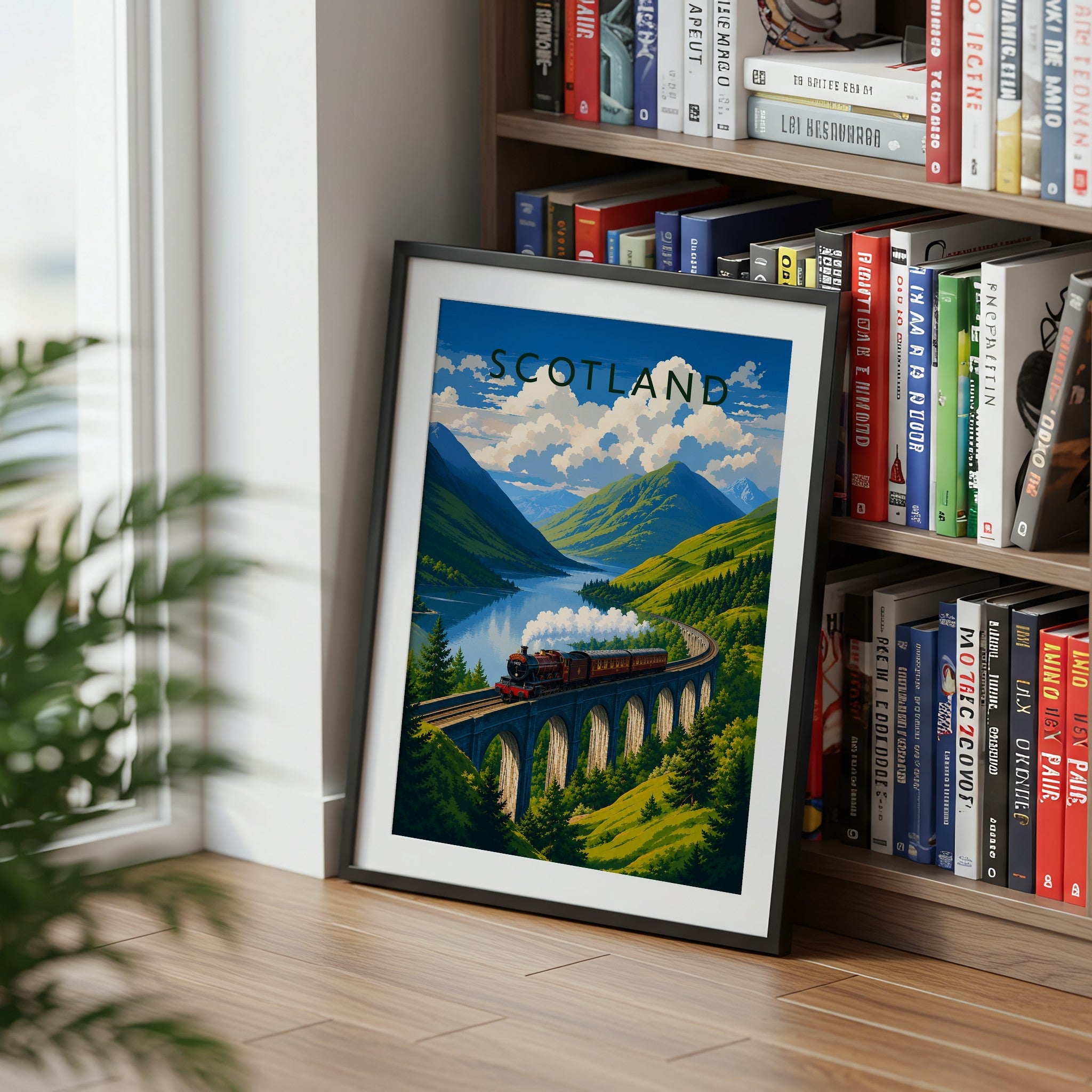 Scotland Travel Poster mounted in a black frame