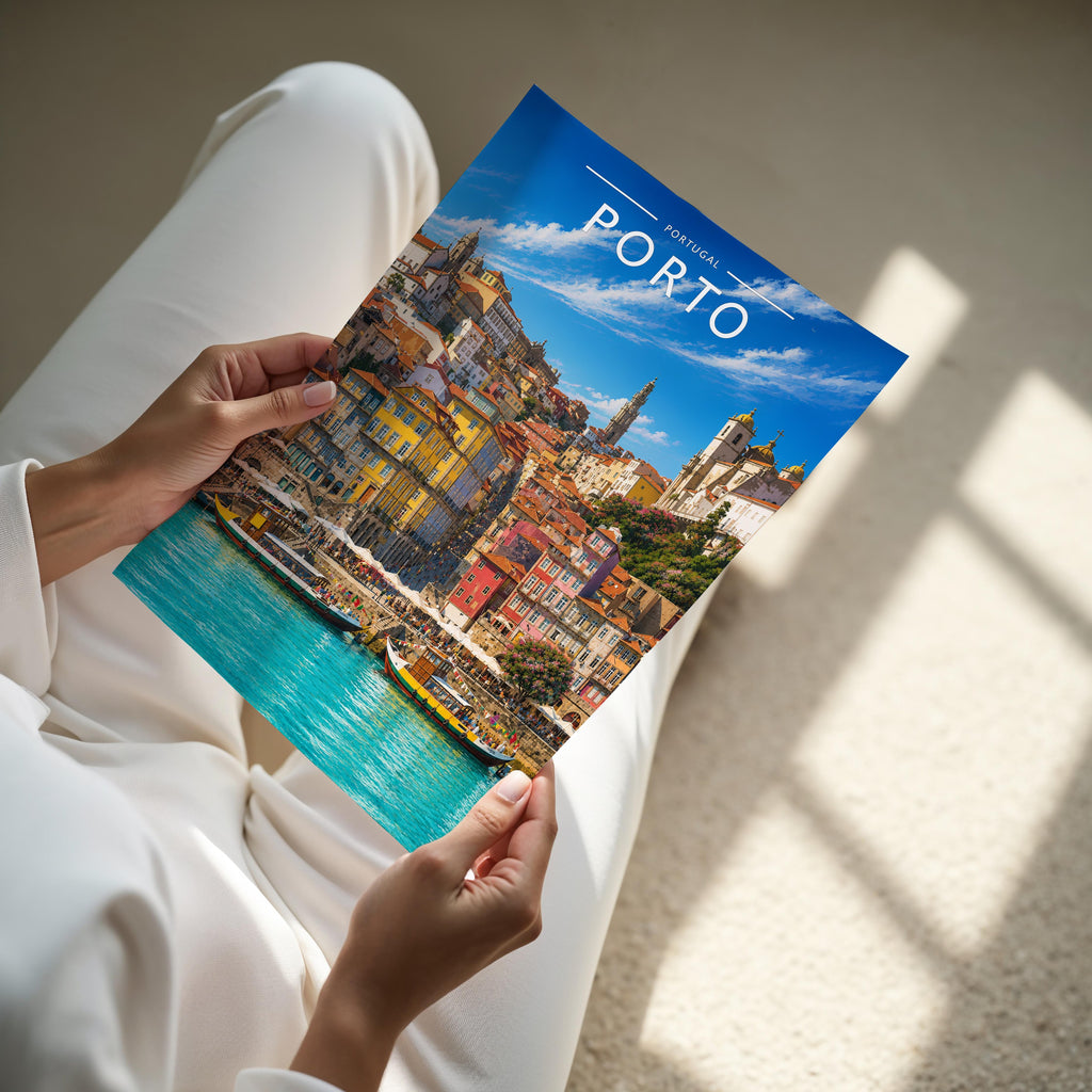 Porto #2 Travel Poster - A4 print held in hand