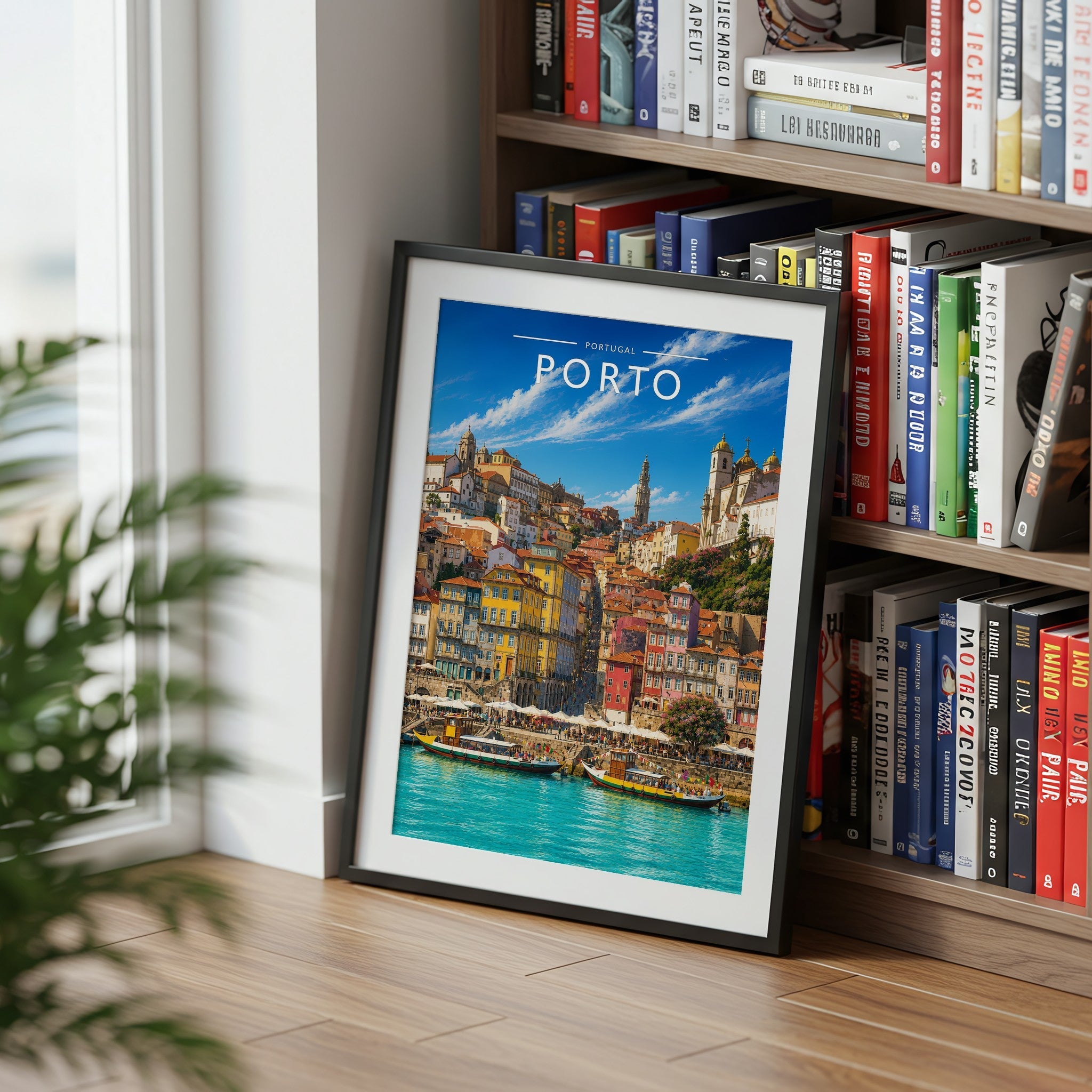 Porto #2 Travel Poster mounted in a black frame