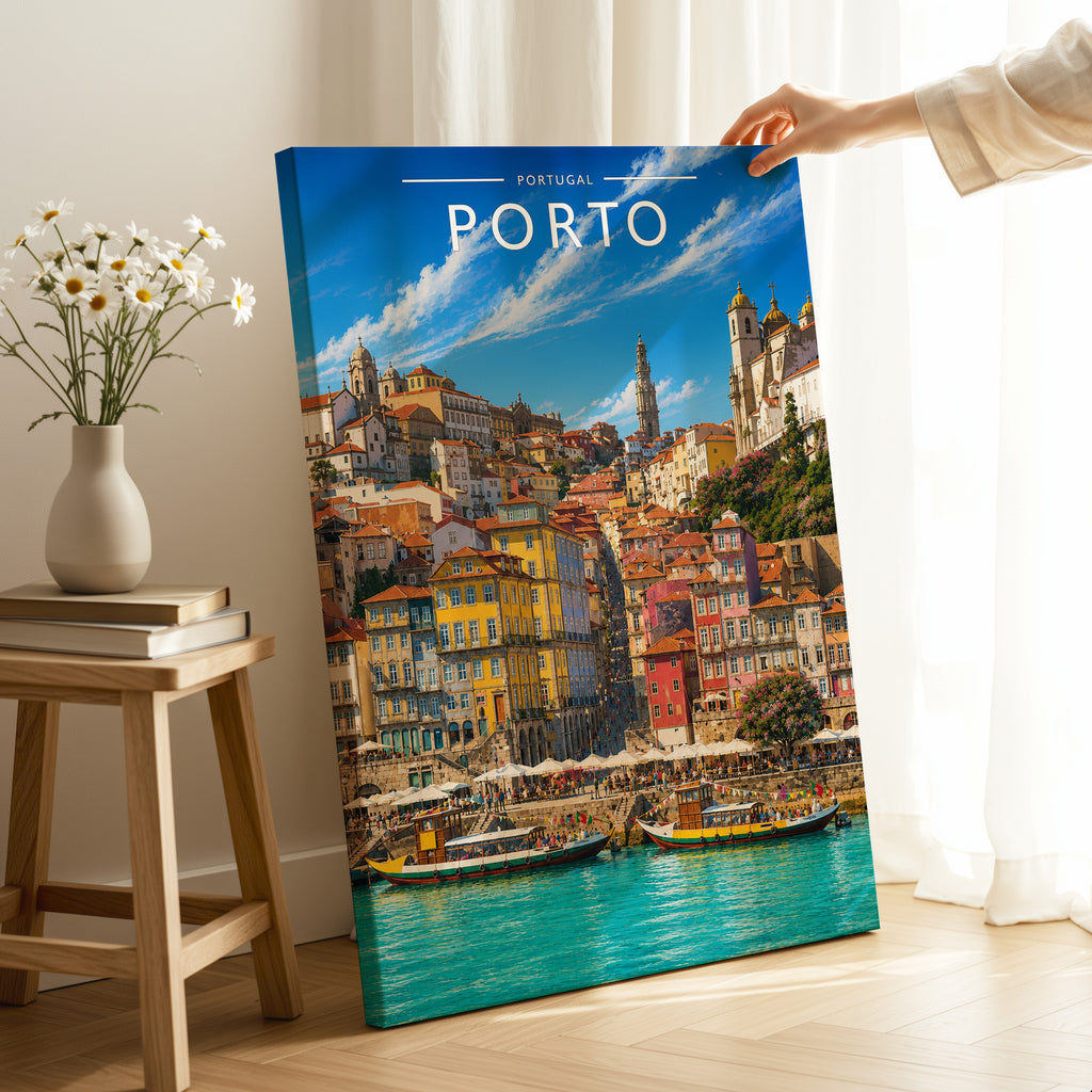 Porto #2 Travel Poster as a gallery-wrapped canvas