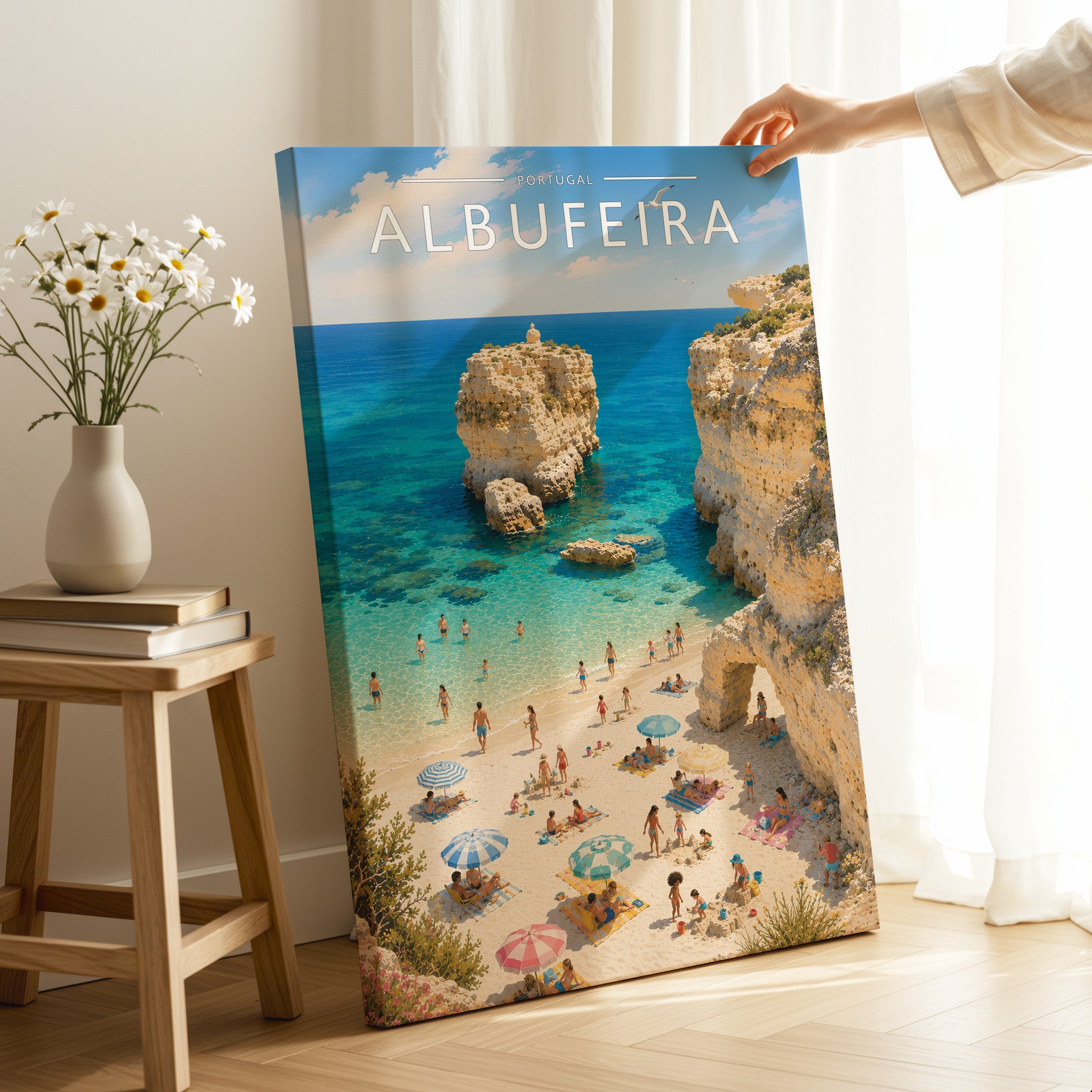 Albufeira Travel Poster as a gallery-wrapped canvas