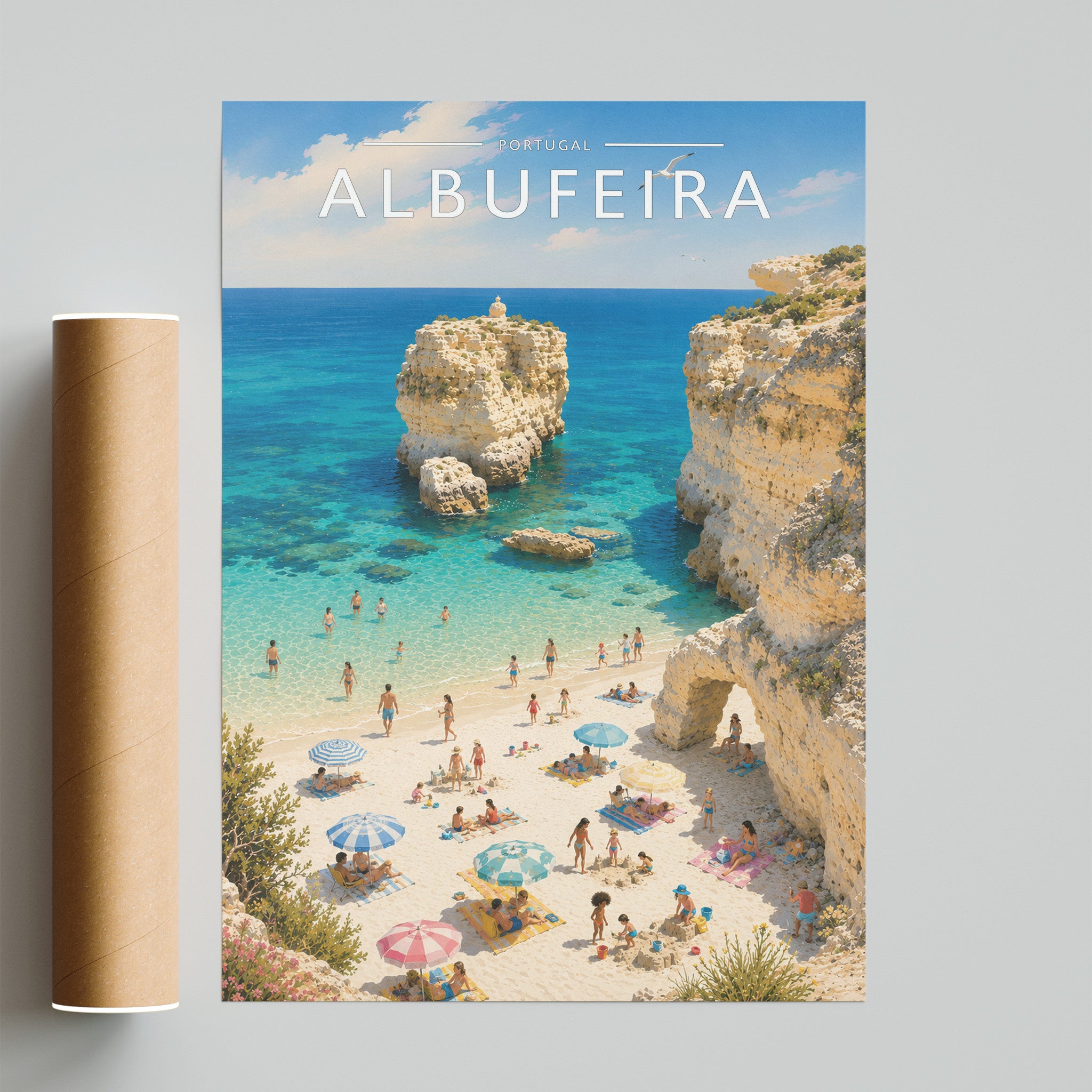 Albufeira Travel Poster - fine art print with shipping tube