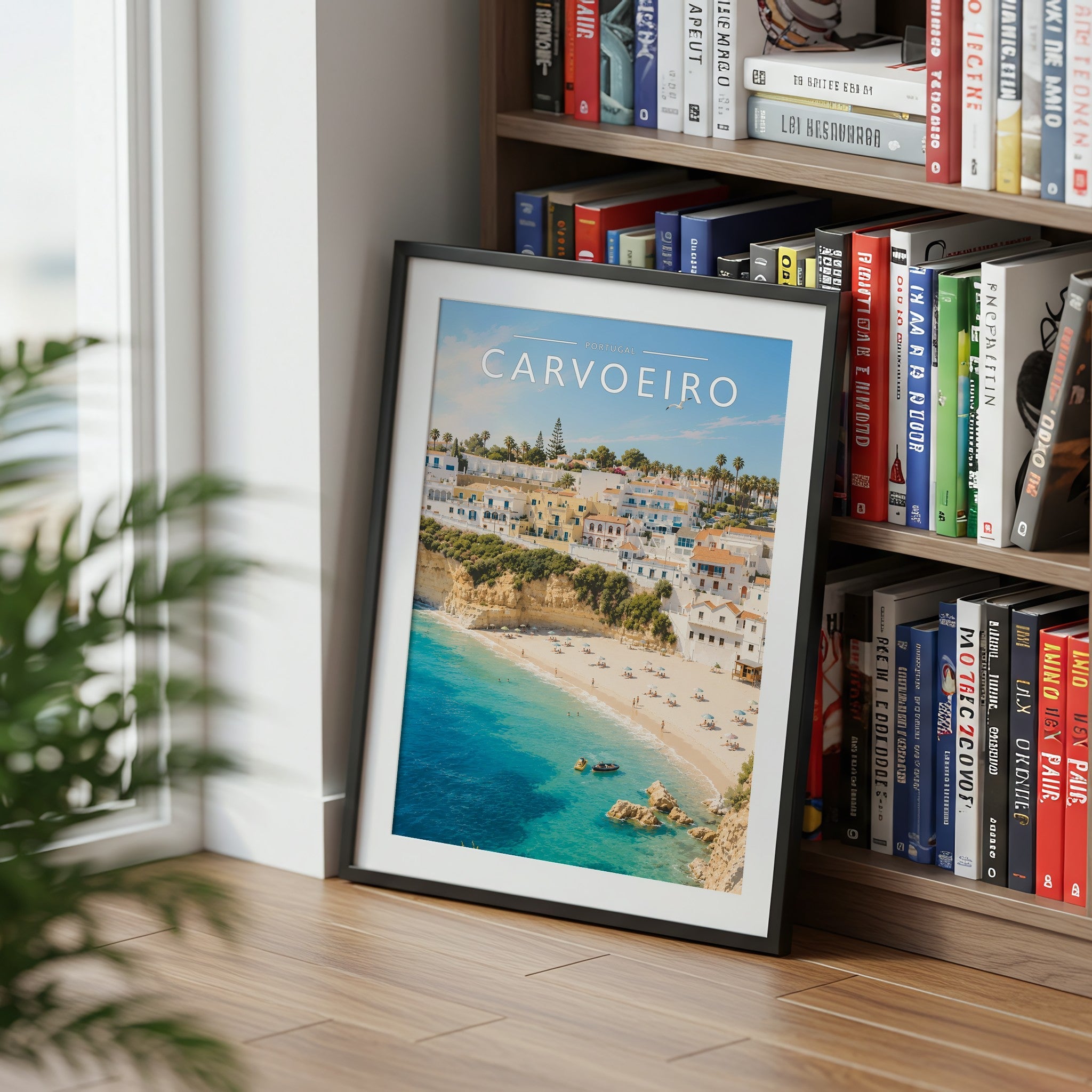 Carvoeiro Travel Poster mounted in a black frame