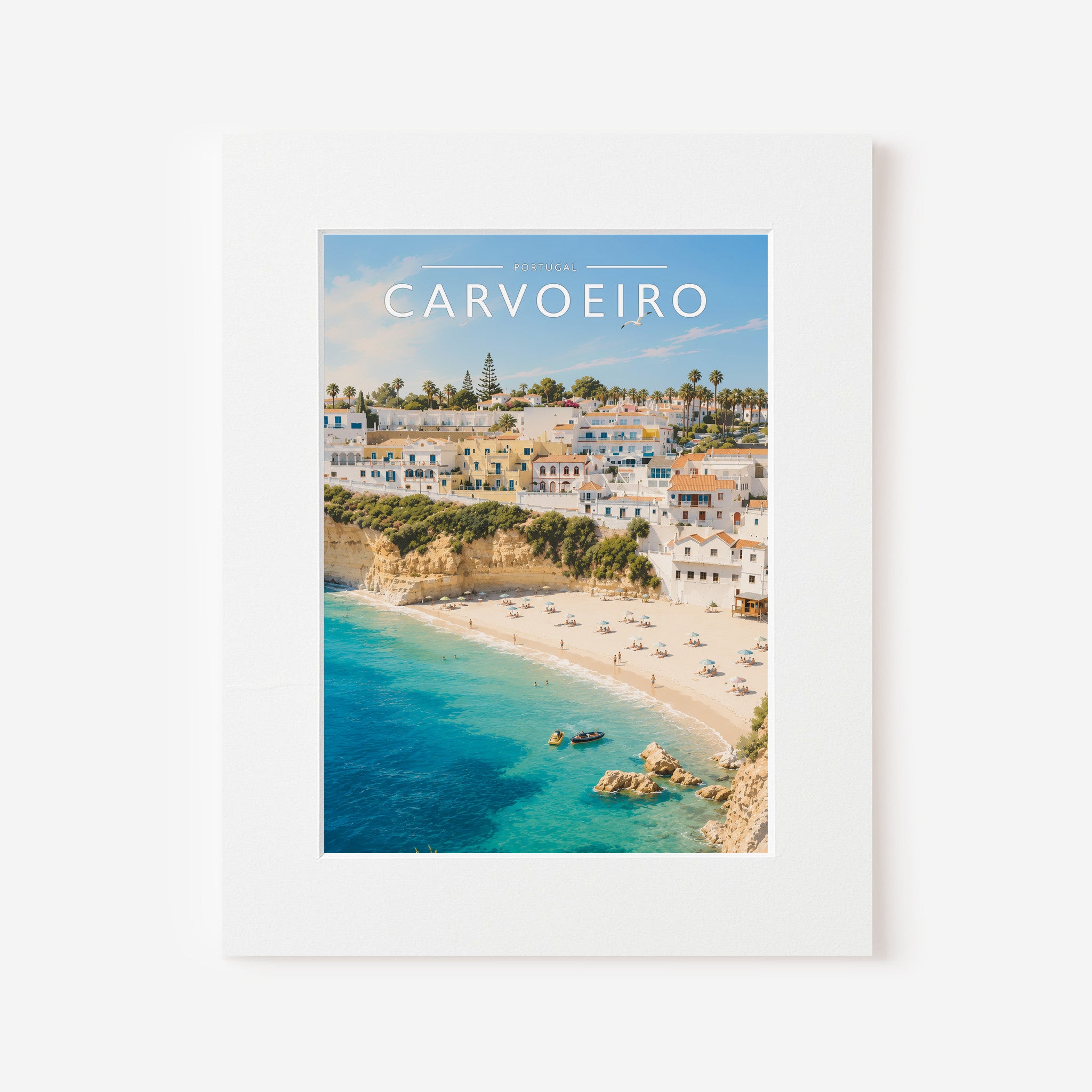 Carvoeiro Travel Poster in a white mount