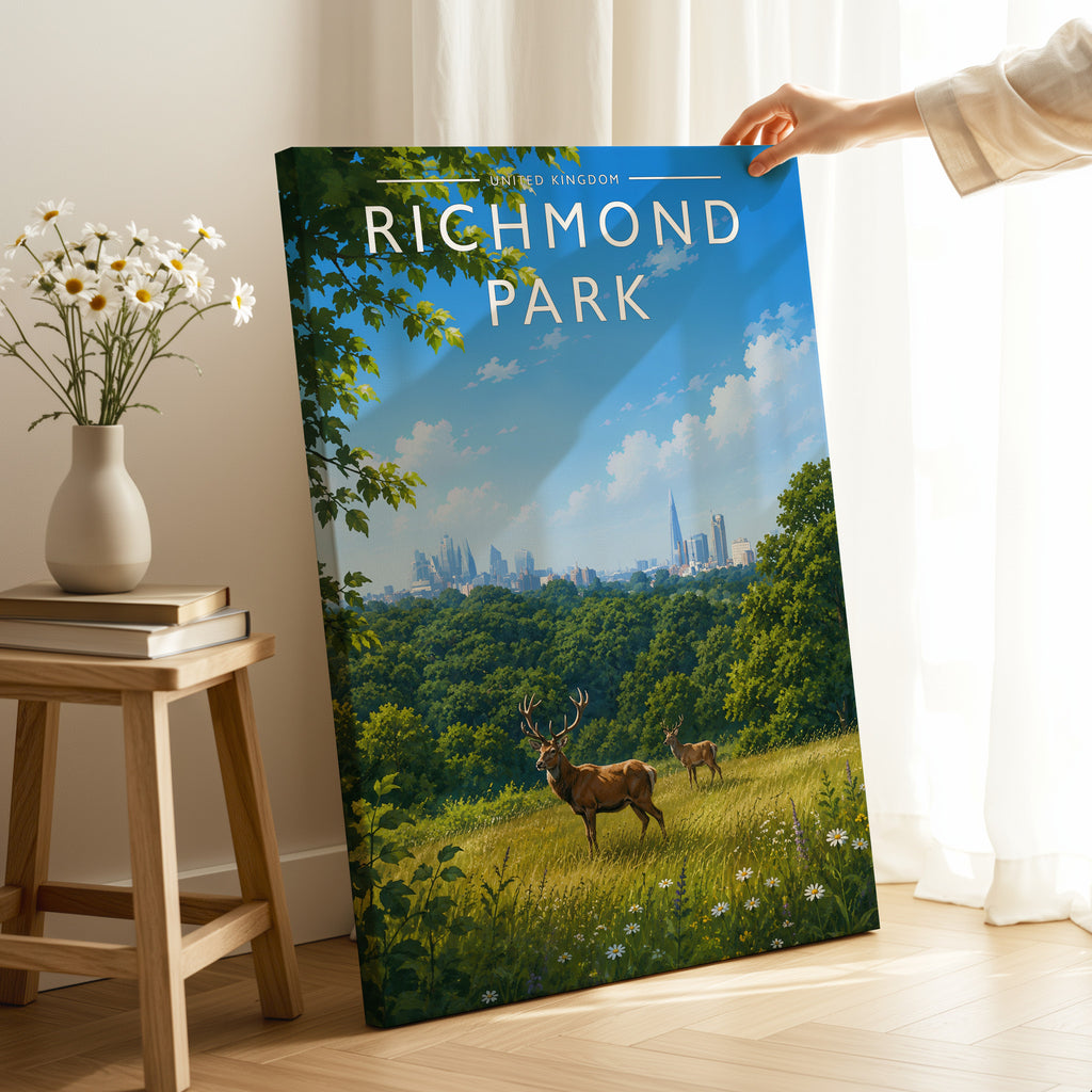 Richmond Park Travel Poster as a gallery-wrapped canvas