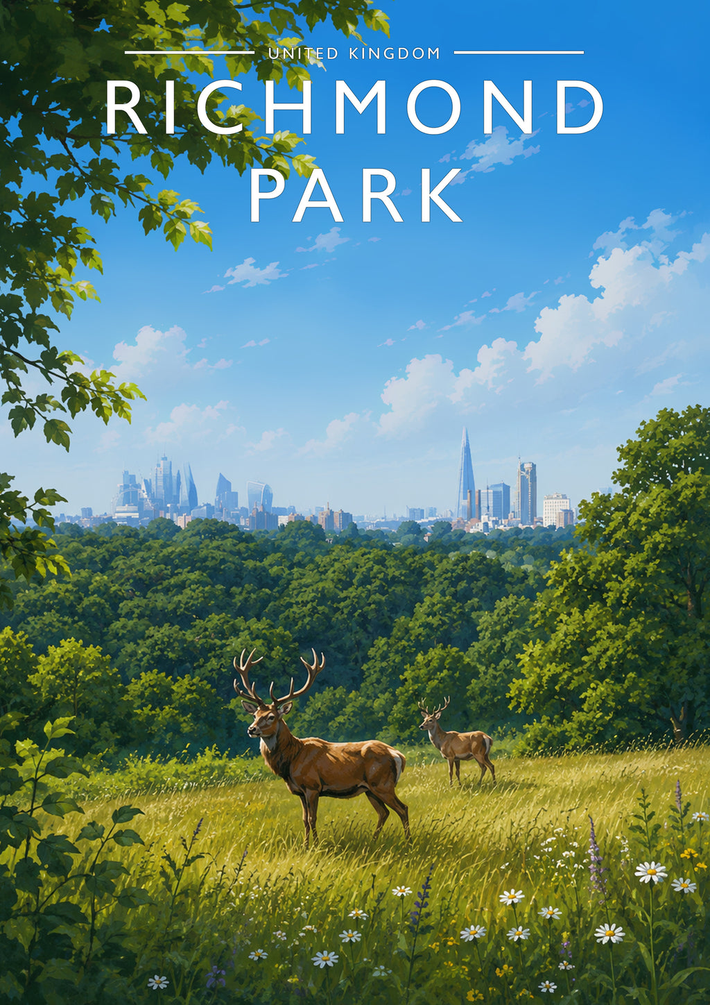 Richmond Park Travel Poster - A4 travel poster print