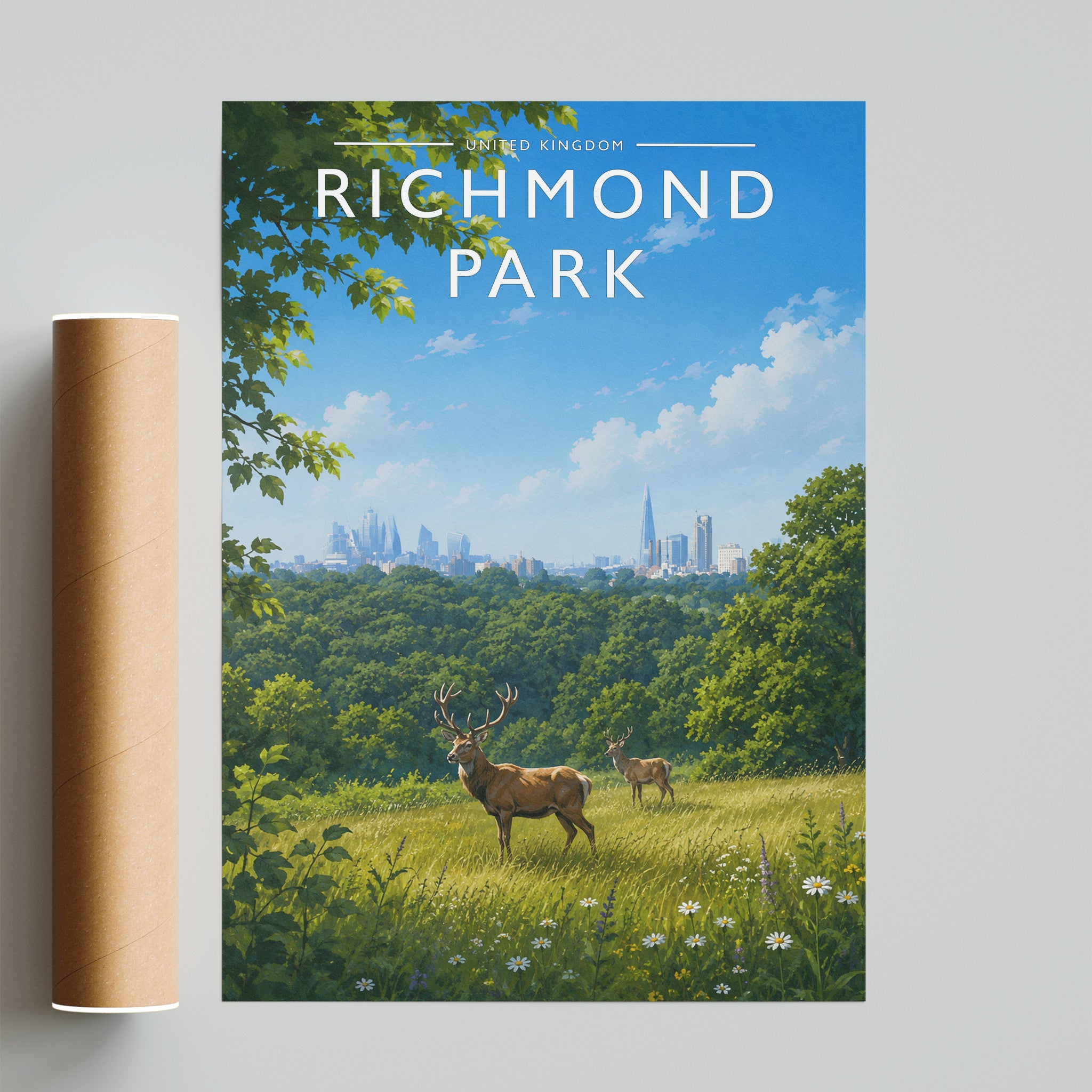 Richmond Park Travel Poster - fine art print with shipping tube