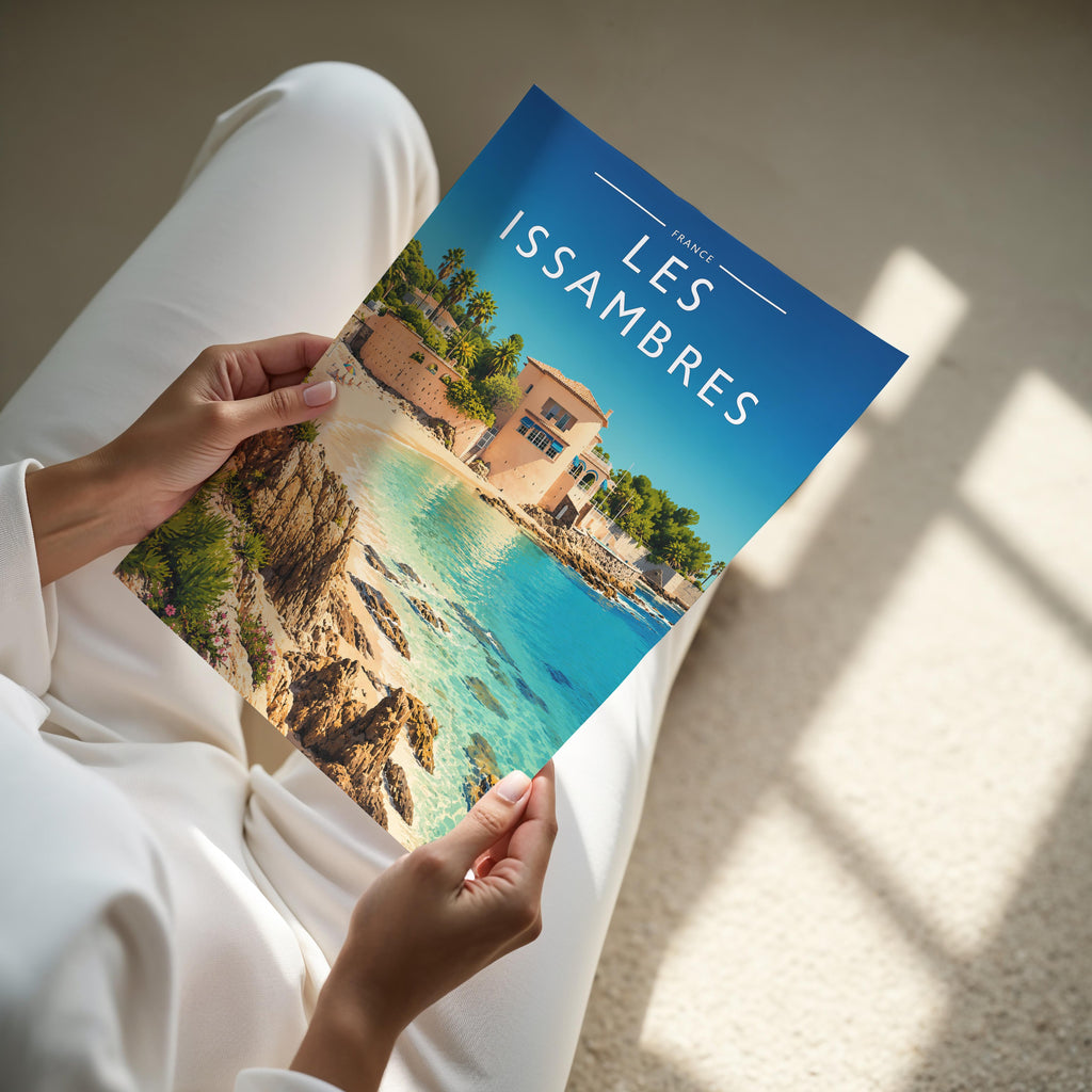 Les Issambres Travel Poster - A4 print held in hand