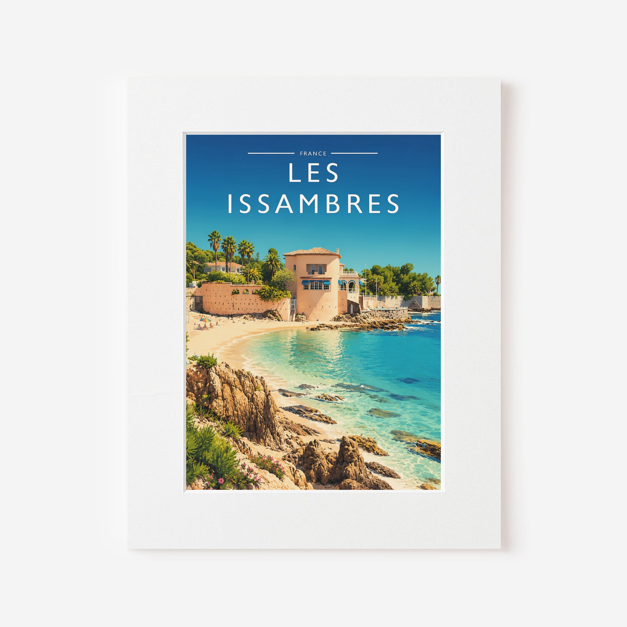 Les Issambres Travel Poster in a white mount