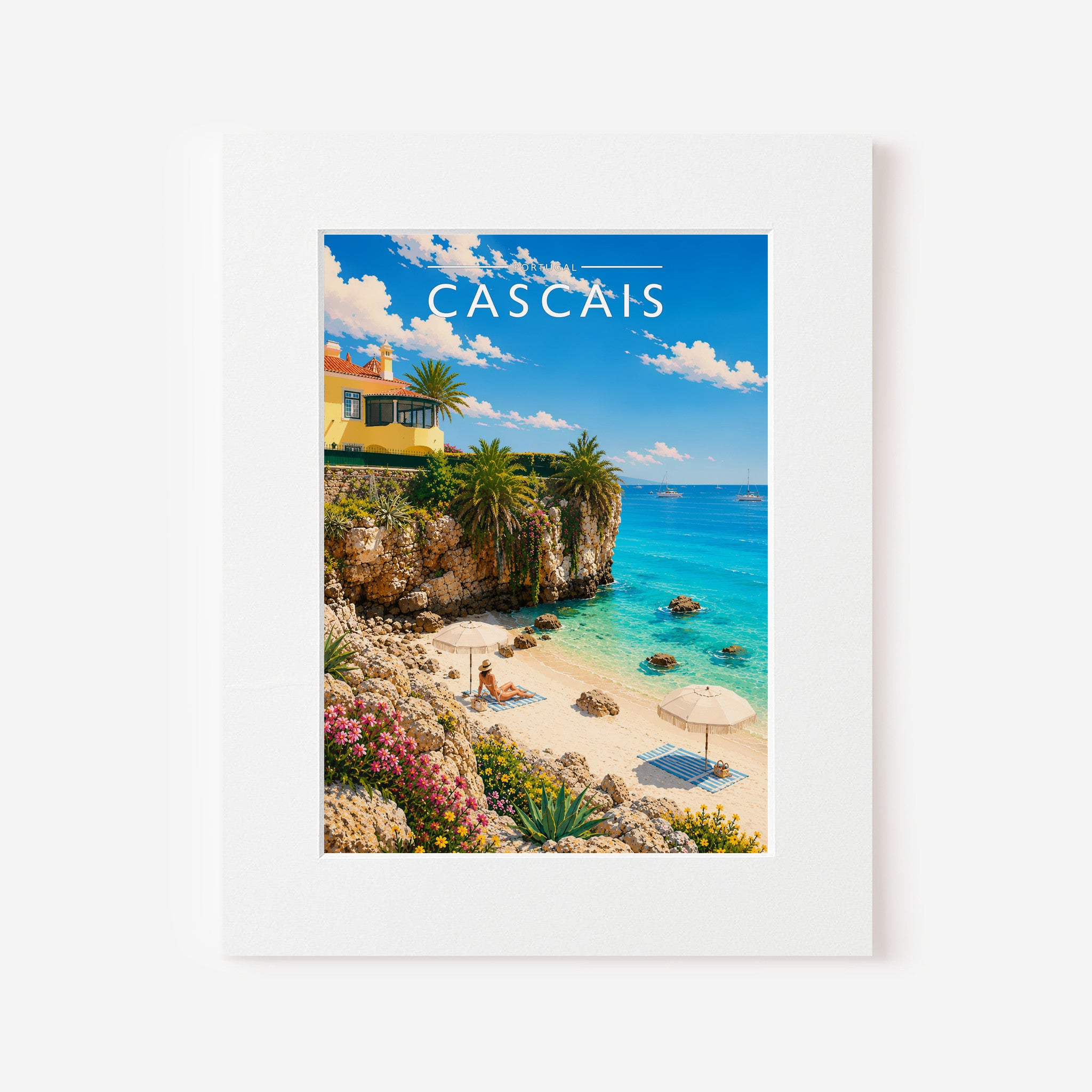 Cascais Travel Poster in a white mount