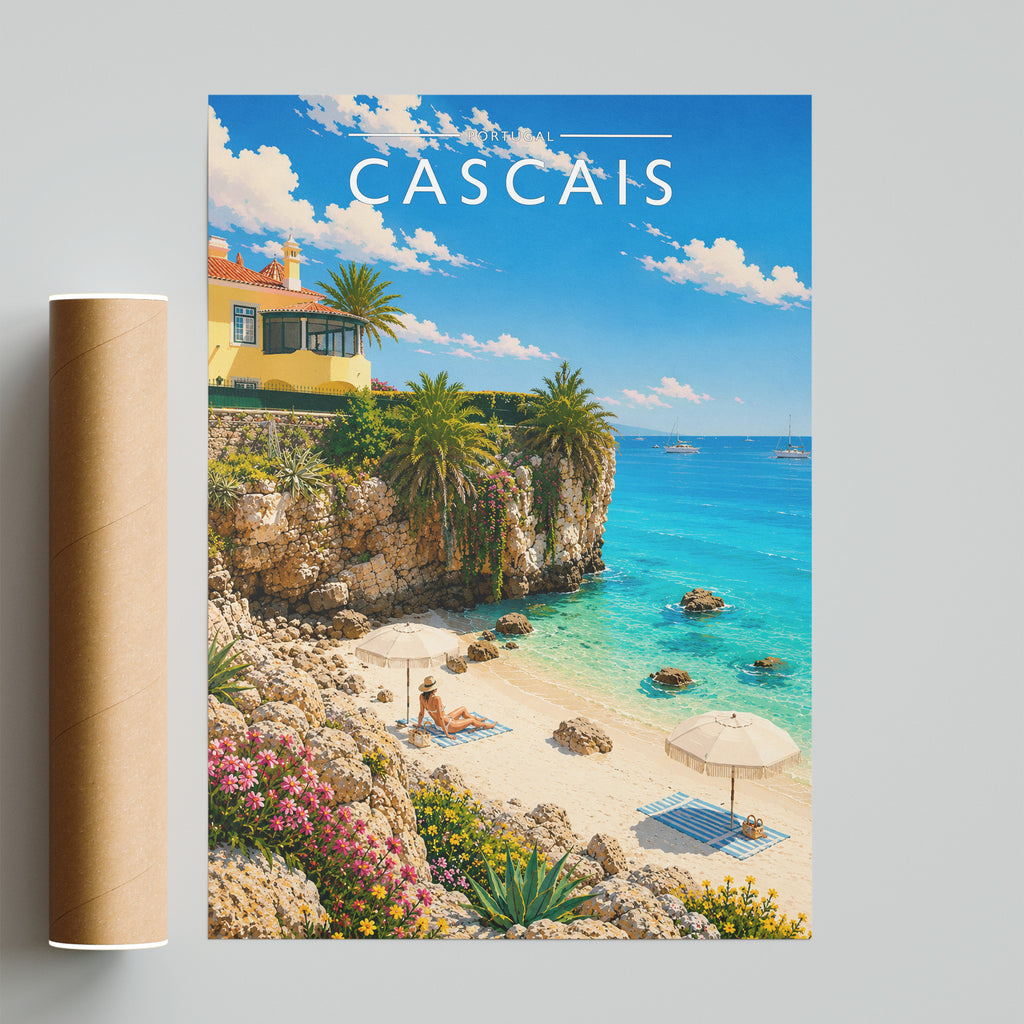 Cascais Travel Poster - fine art print with shipping tube