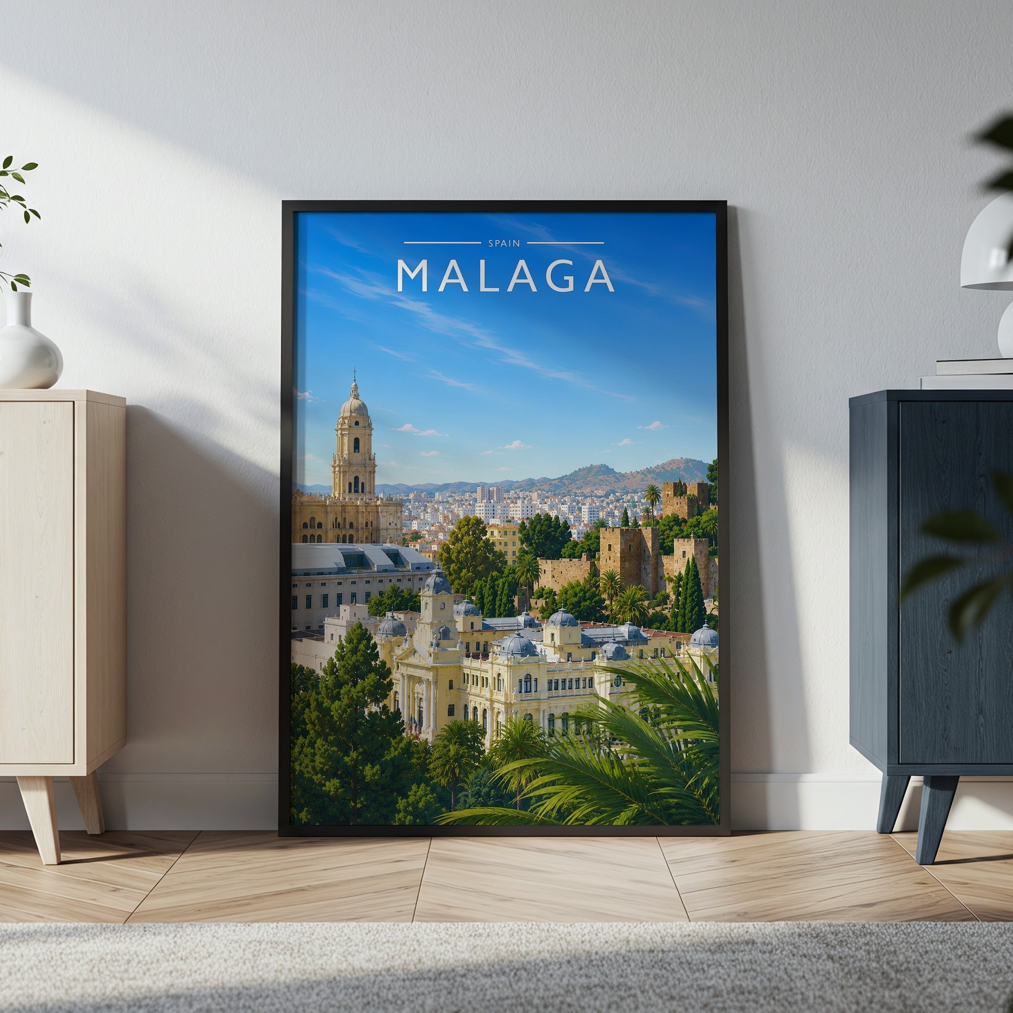 Malaga #2 Travel Poster in a black frame