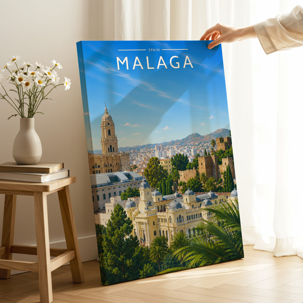 Malaga #2 Travel Poster as a gallery-wrapped canvas