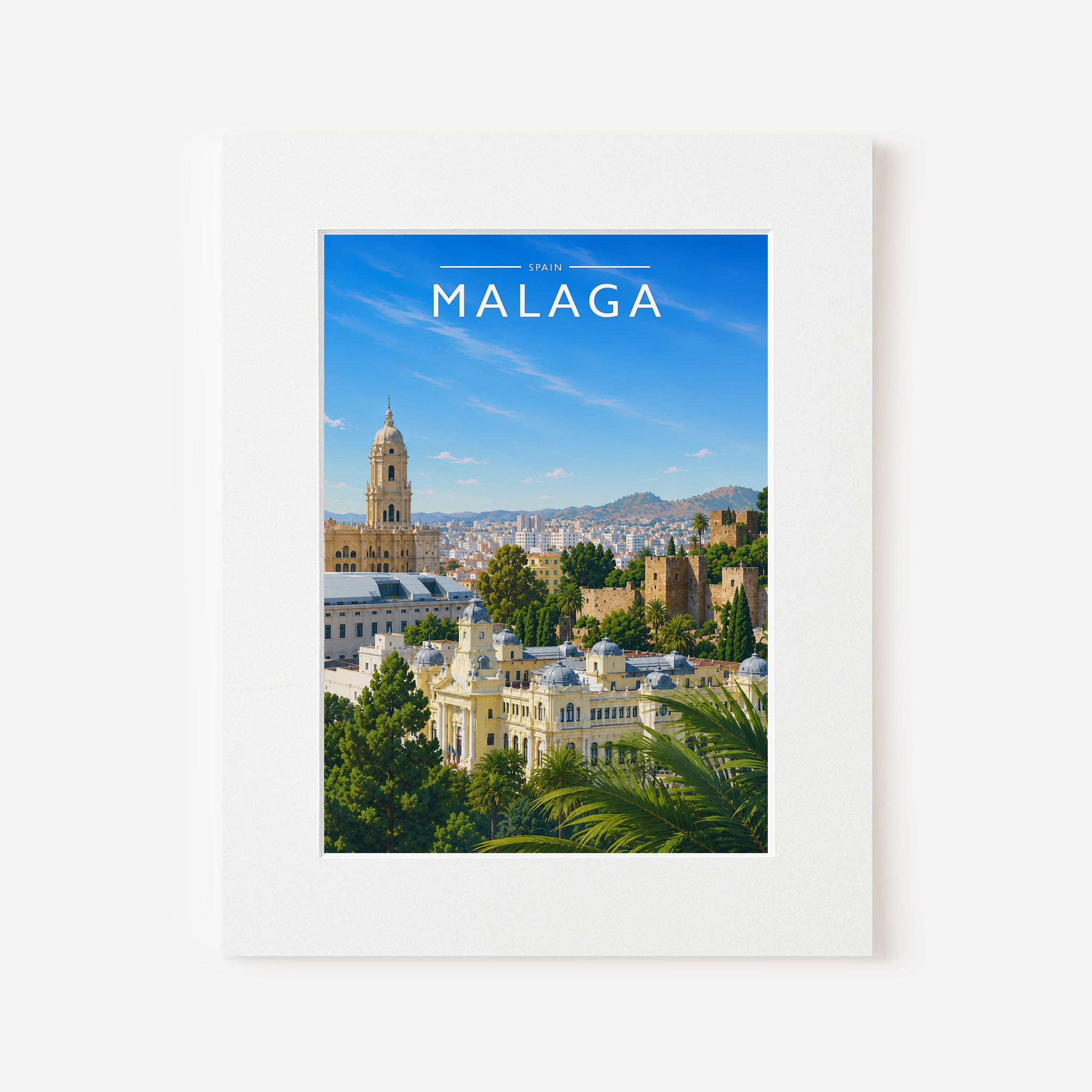 Malaga #2 Travel Poster in a white mount