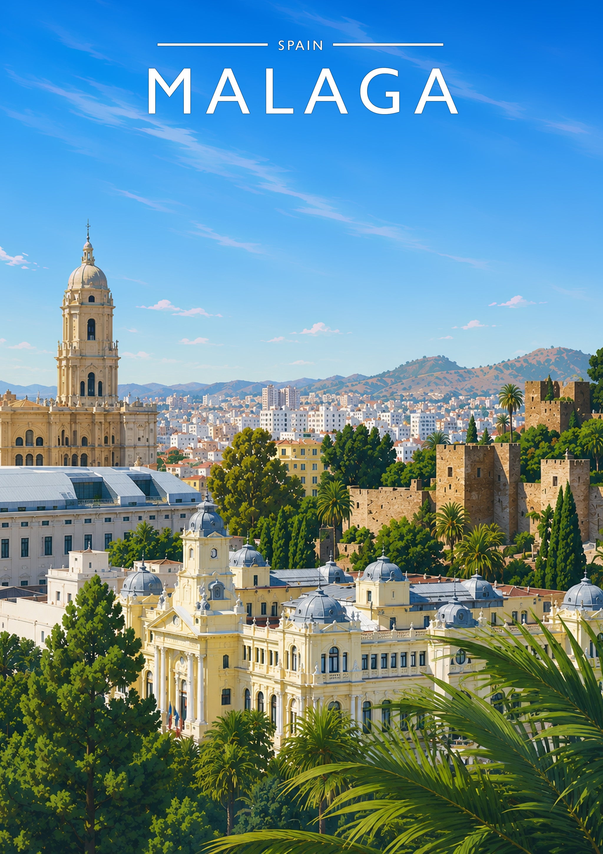 Malaga #2 Travel Poster - A4 travel poster print
