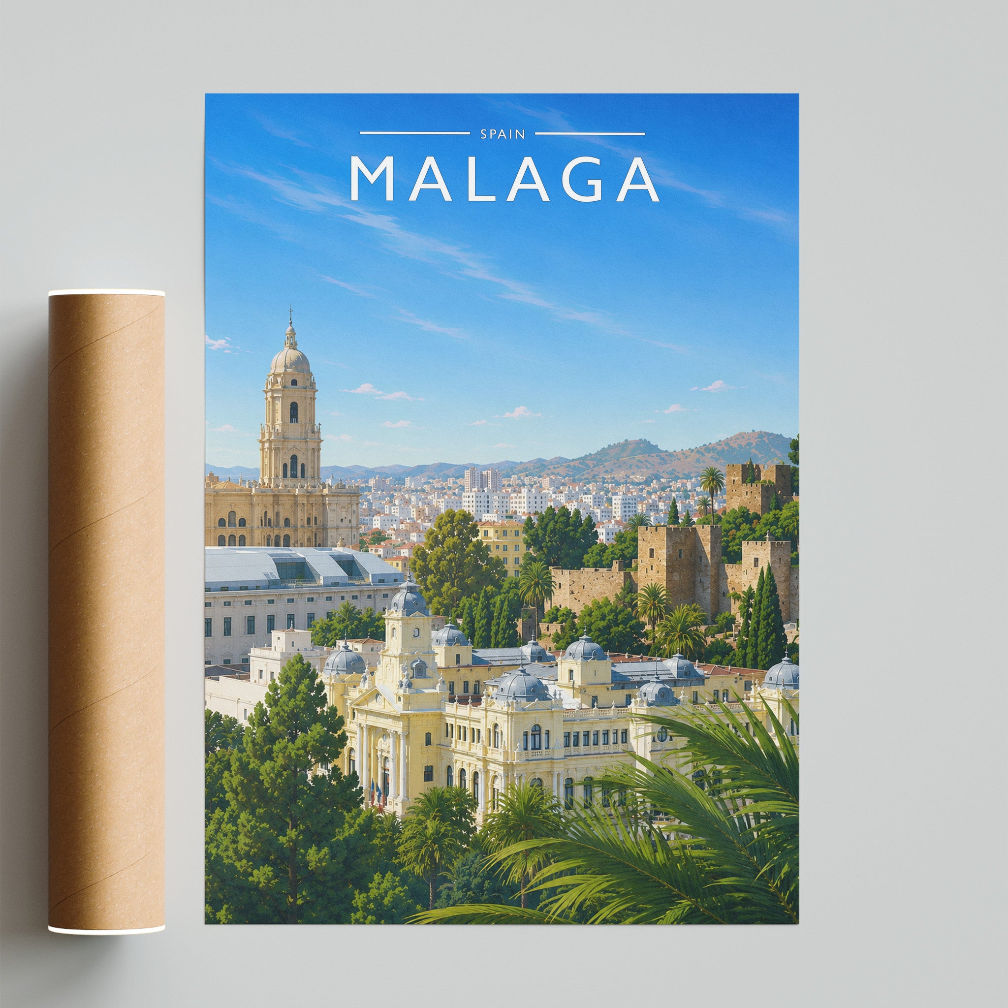 Malaga #2 Travel Poster - fine art print with shipping tube