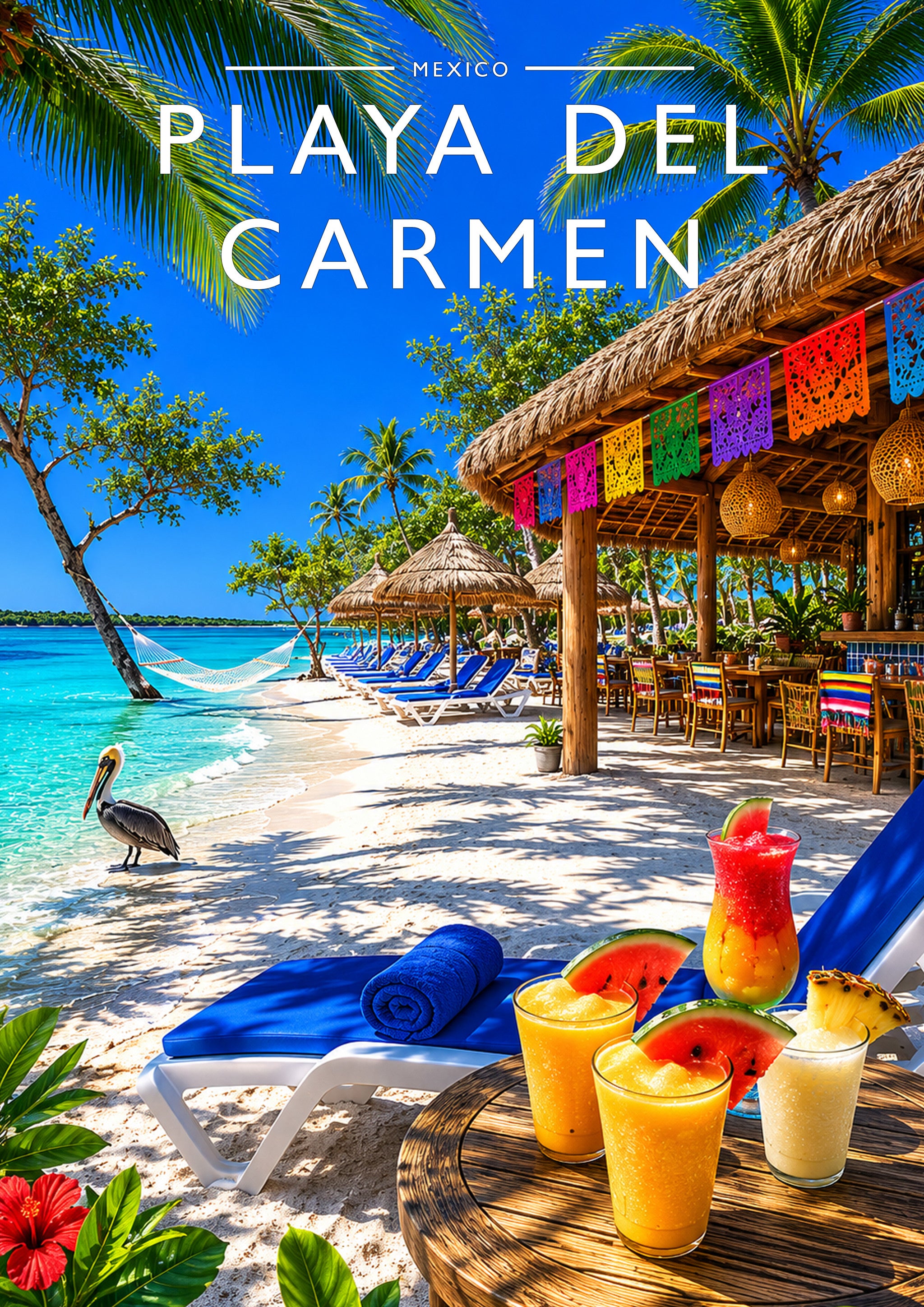 Playa del Carmen Travel Poster - A4 travel poster print