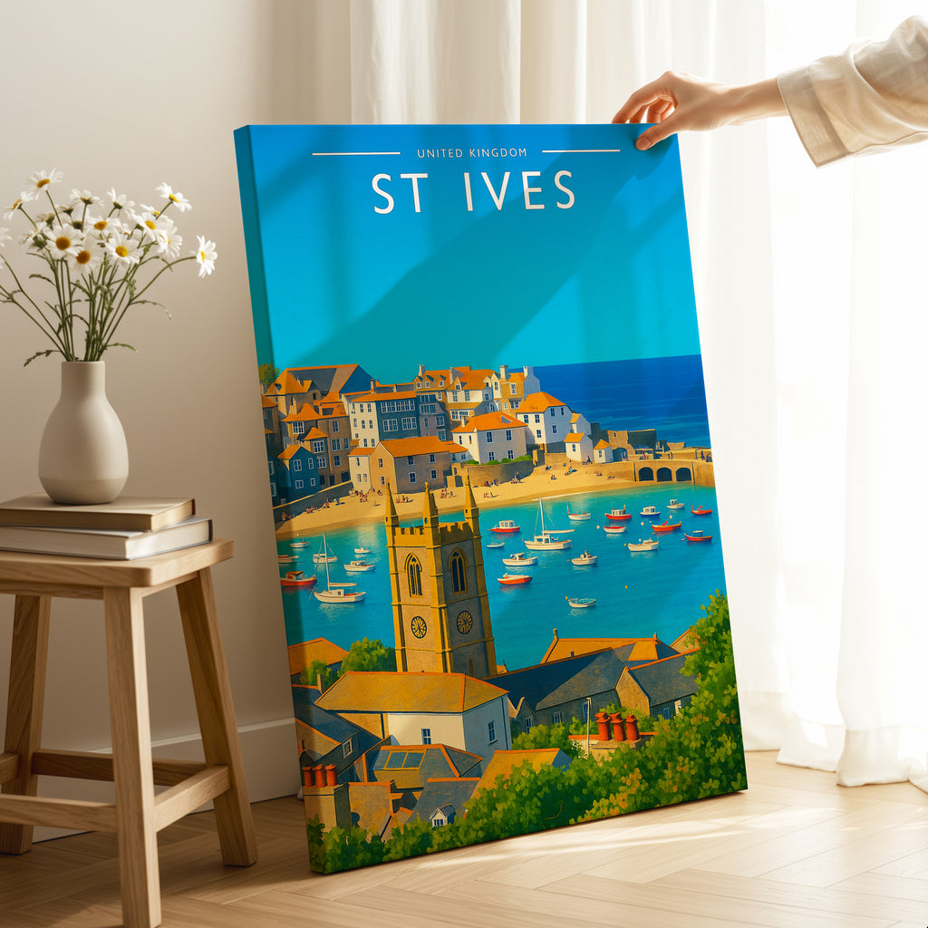 St Ives Travel Poster as a gallery-wrapped canvas