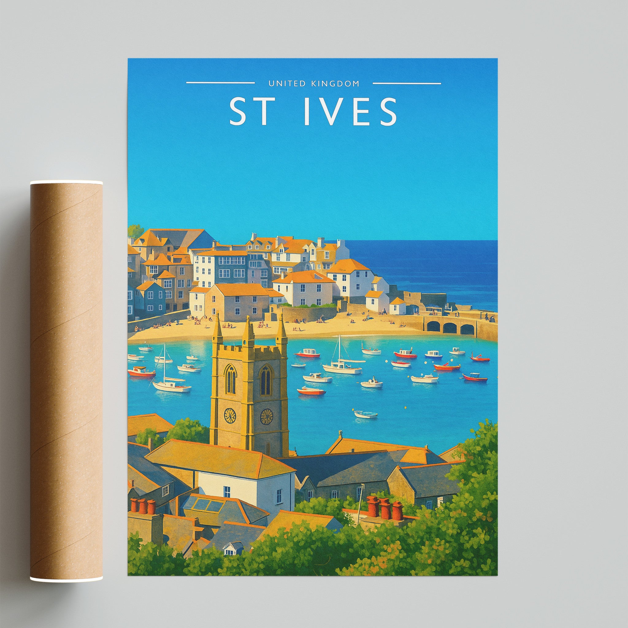 St Ives Travel Poster - fine art print with shipping tube