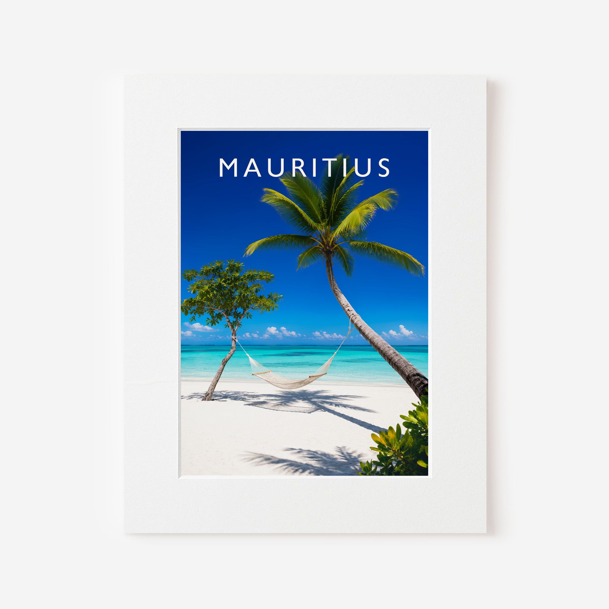 Mauritius Travel Poster in a white mount