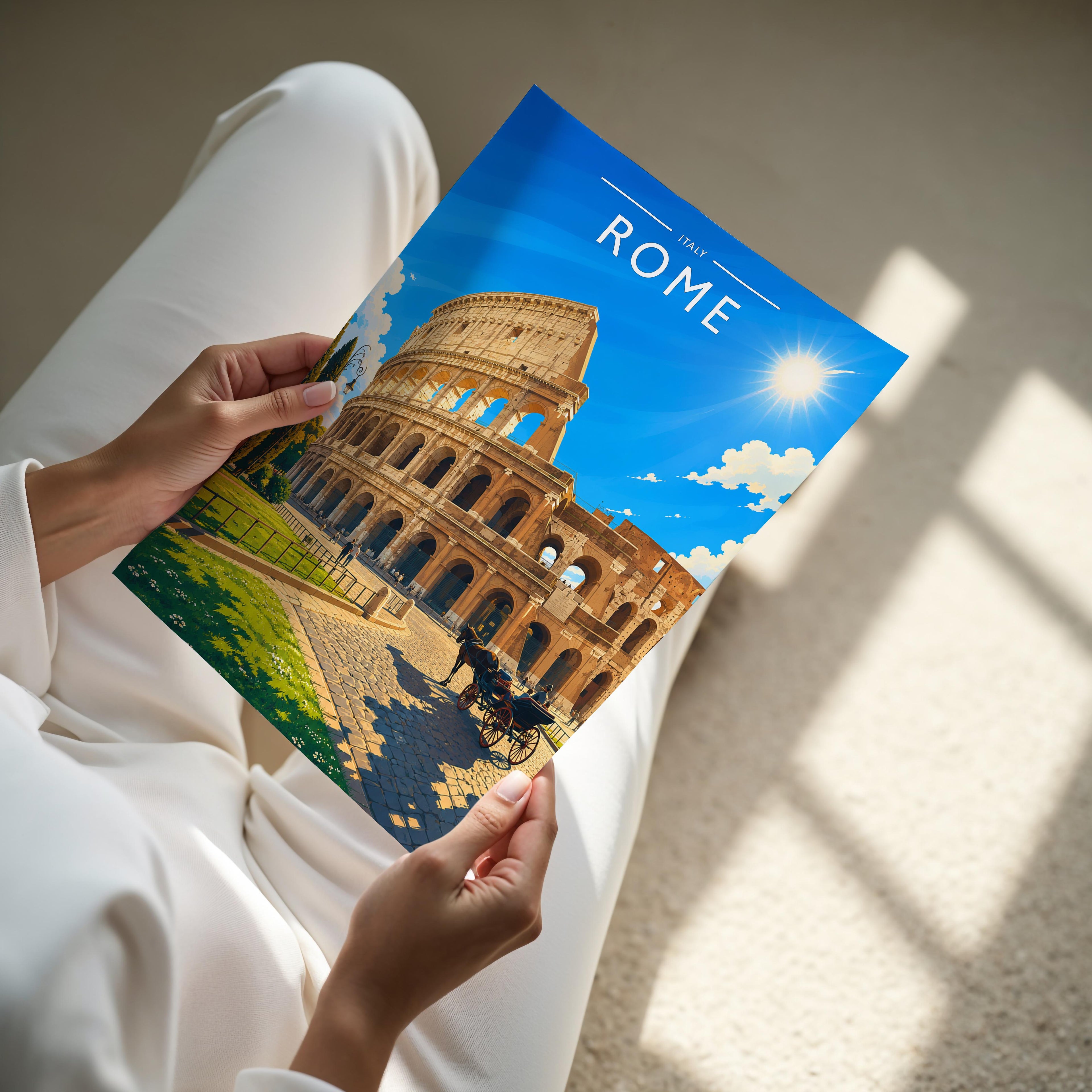 Rome Travel Poster - A4 print held in hand