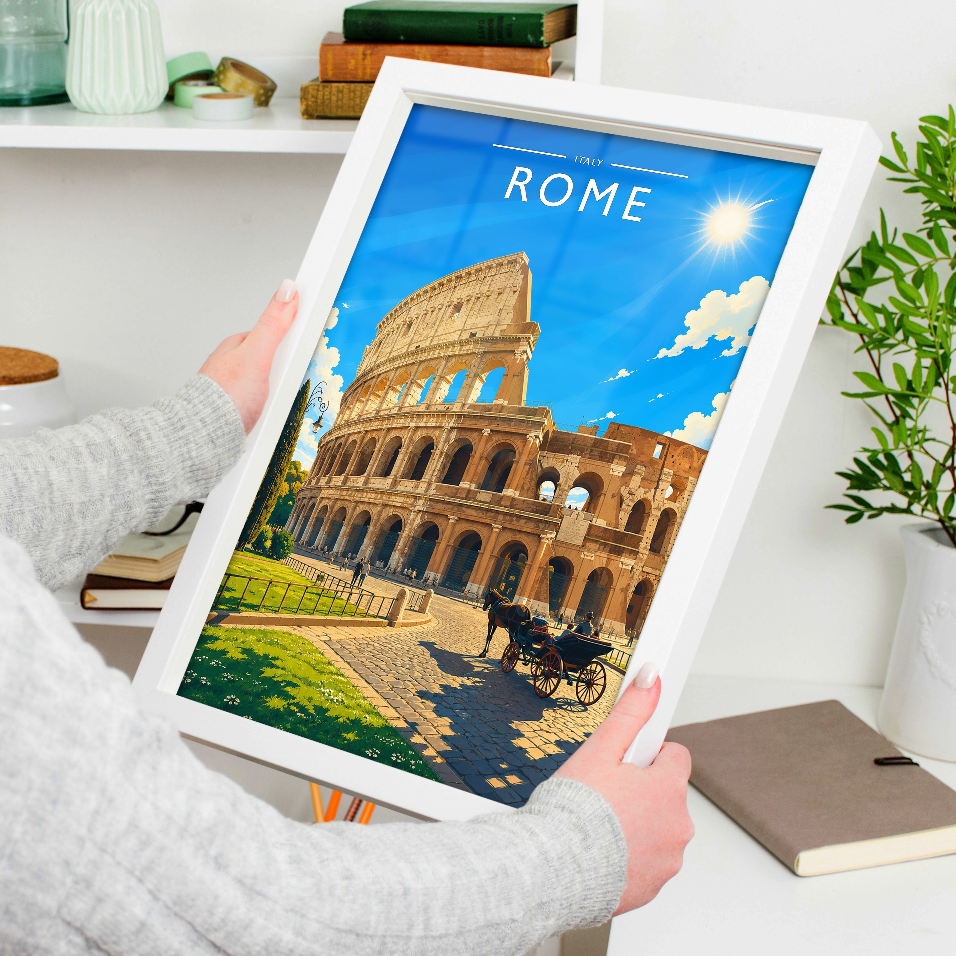 Rome Travel Poster held in a white frame