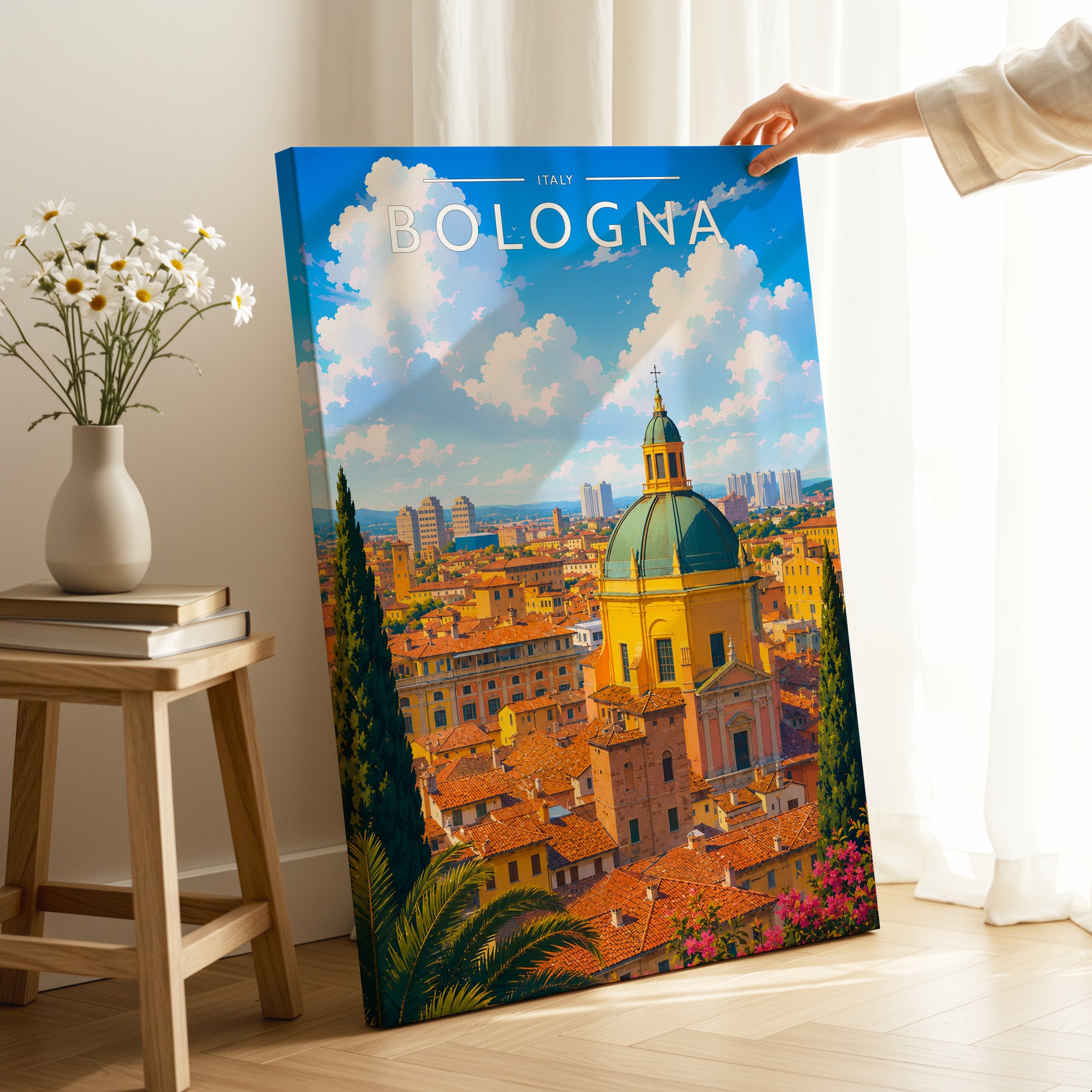 Bologna Travel Poster as a gallery-wrapped canvas