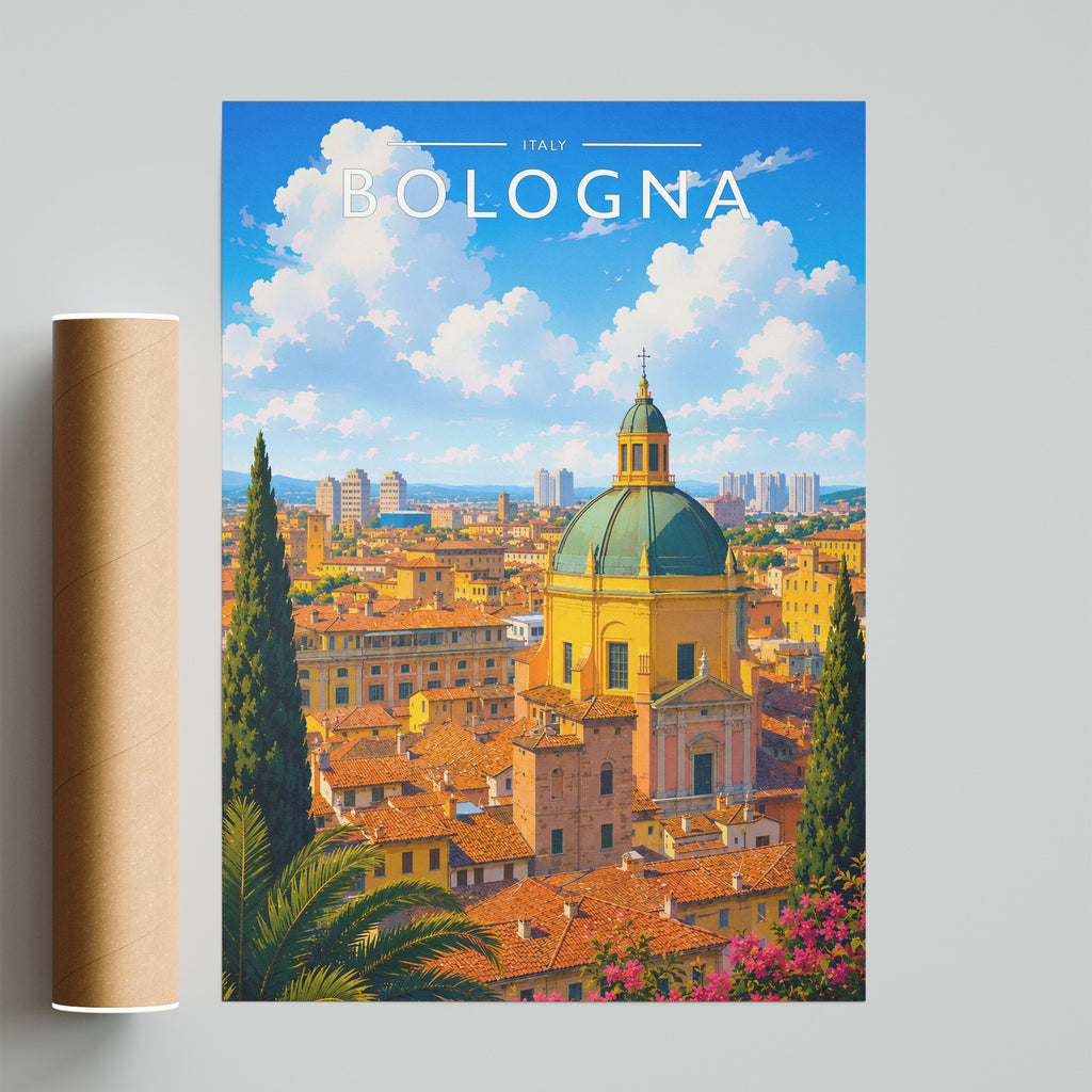 Bologna Travel Poster - fine art print with shipping tube