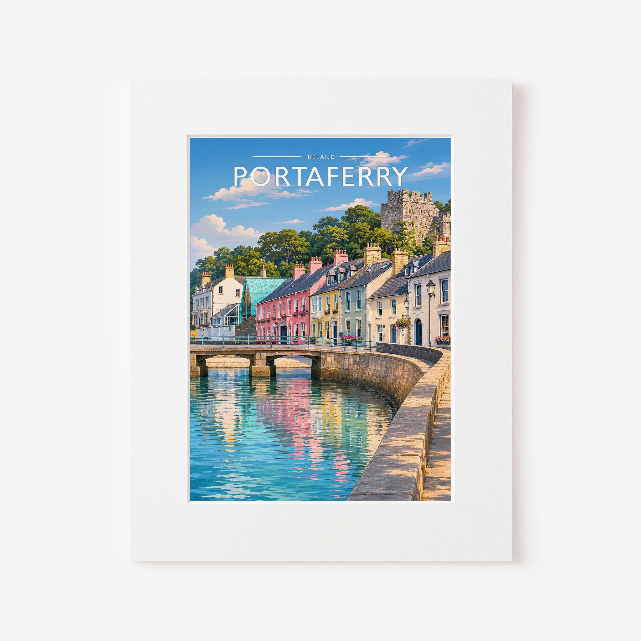 Portaferry Travel Poster in a white mount