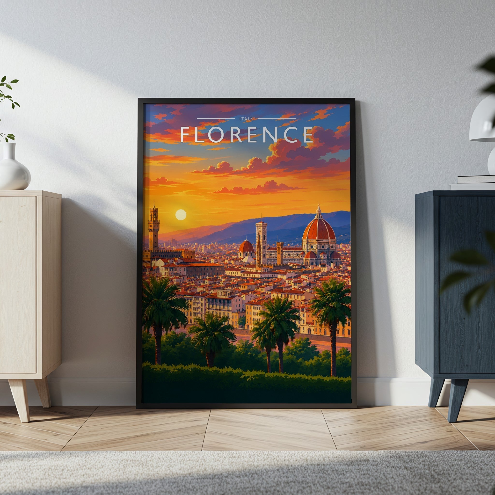 Florence Travel Poster in a black frame