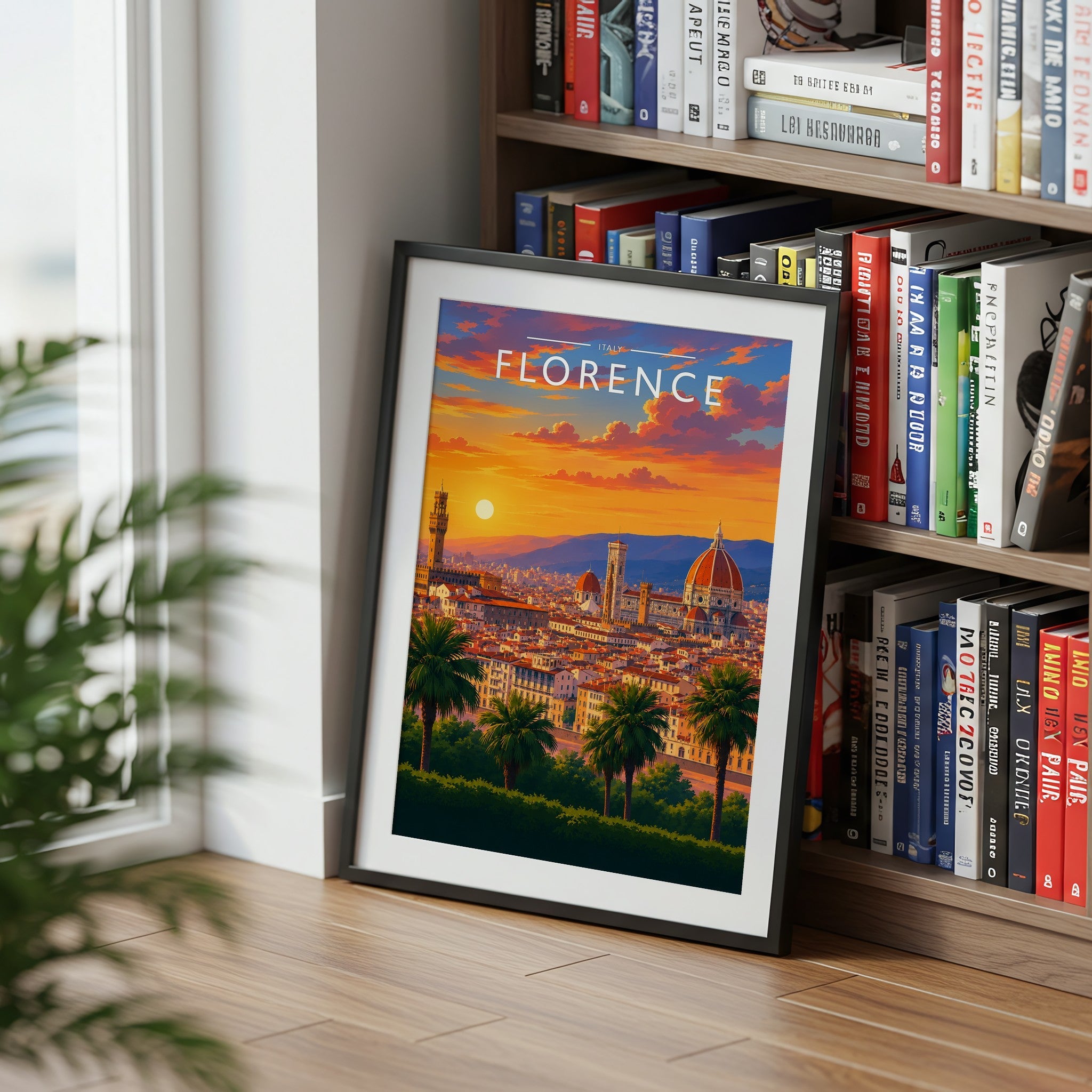 Florence Travel Poster mounted in a black frame