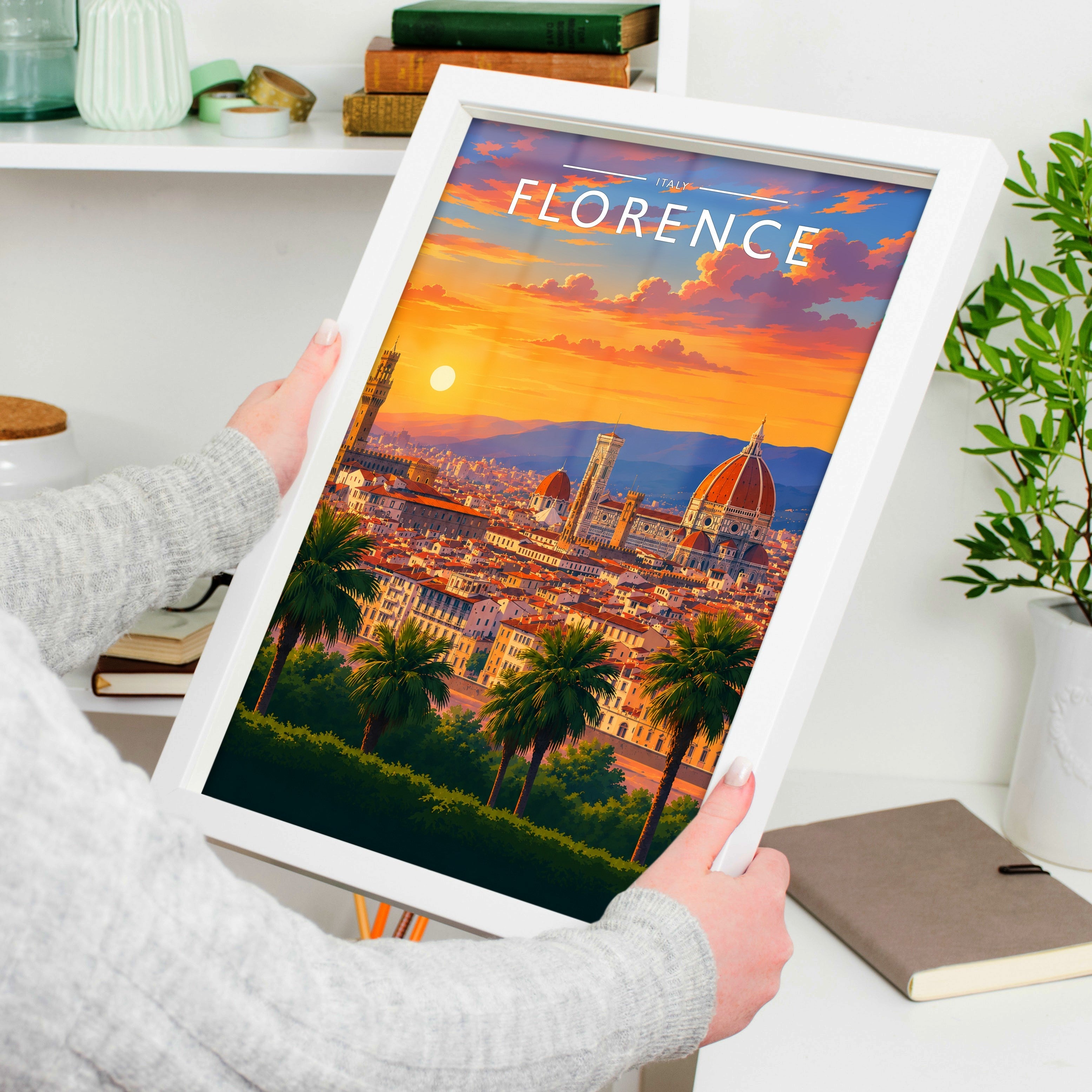 Florence Travel Poster held in a white frame