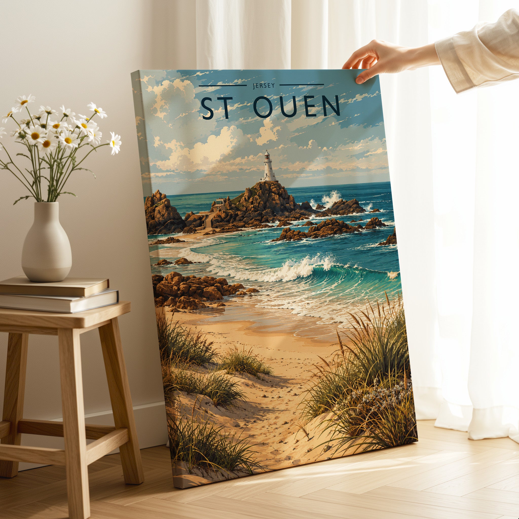 St Ouen Travel Poster as a gallery-wrapped canvas
