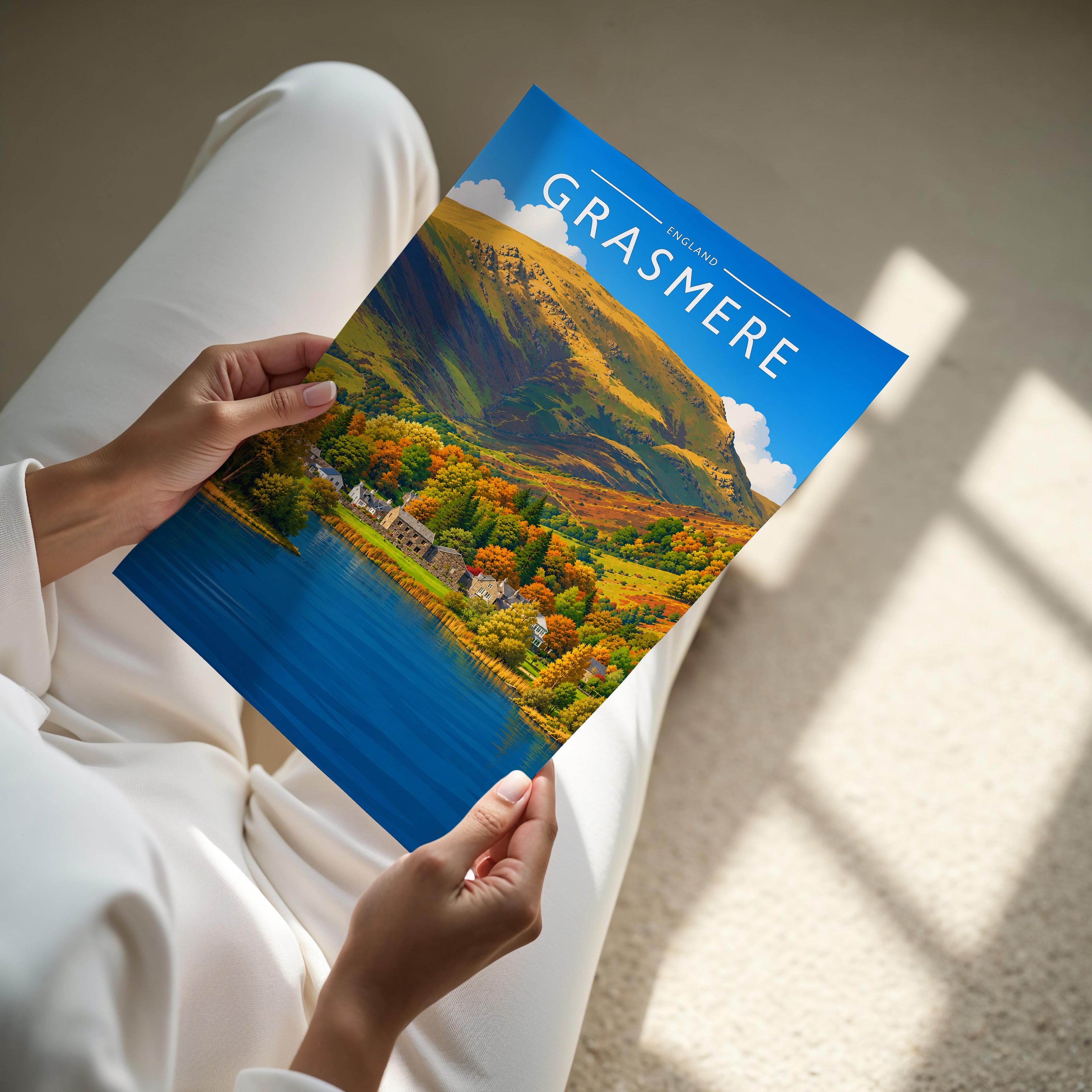 Grasmere #2 Travel Poster - A4 print held in hand