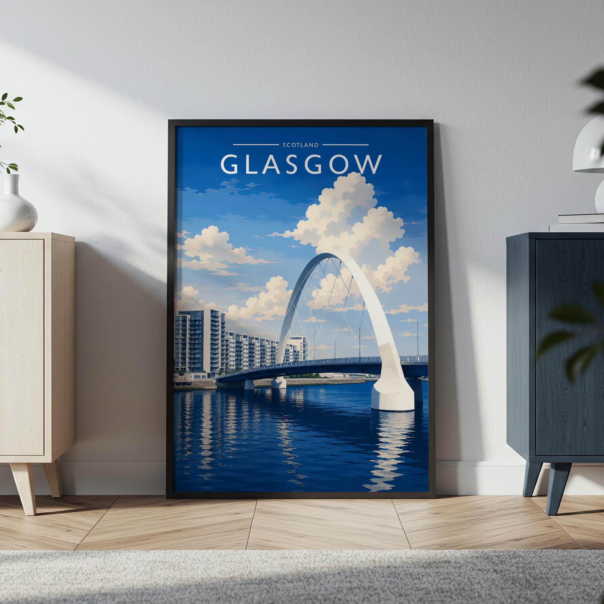 Glasgow #5 Travel Poster in a black frame