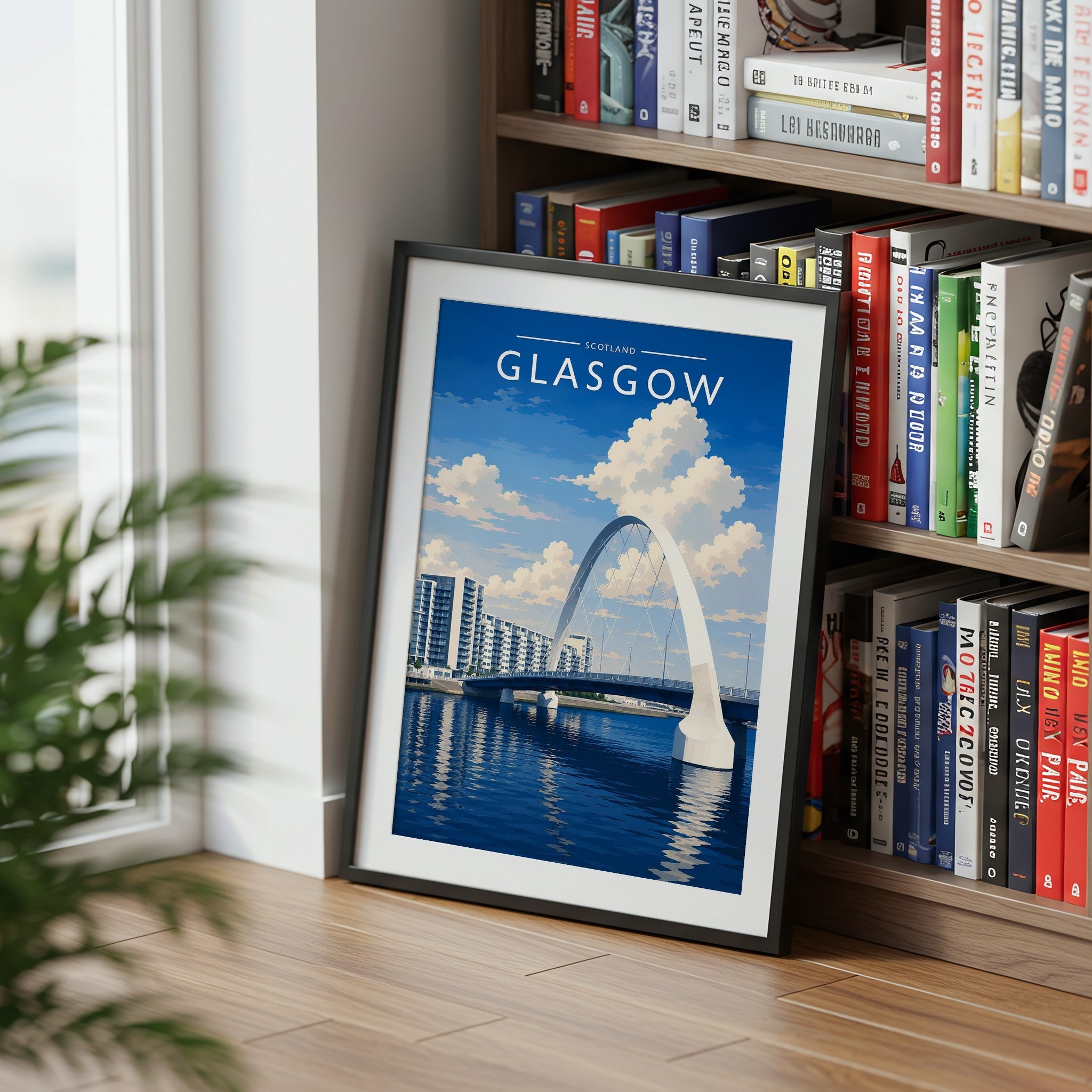 Glasgow #5 Travel Poster mounted in a black frame