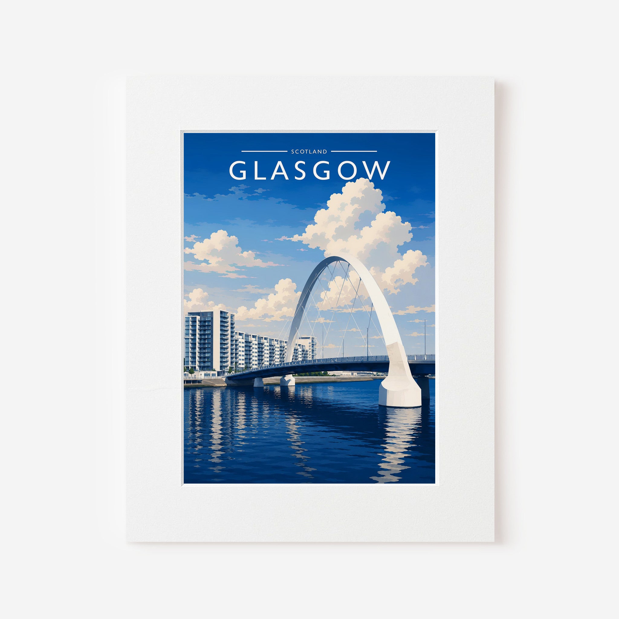 Glasgow #5 Travel Poster in a white mount