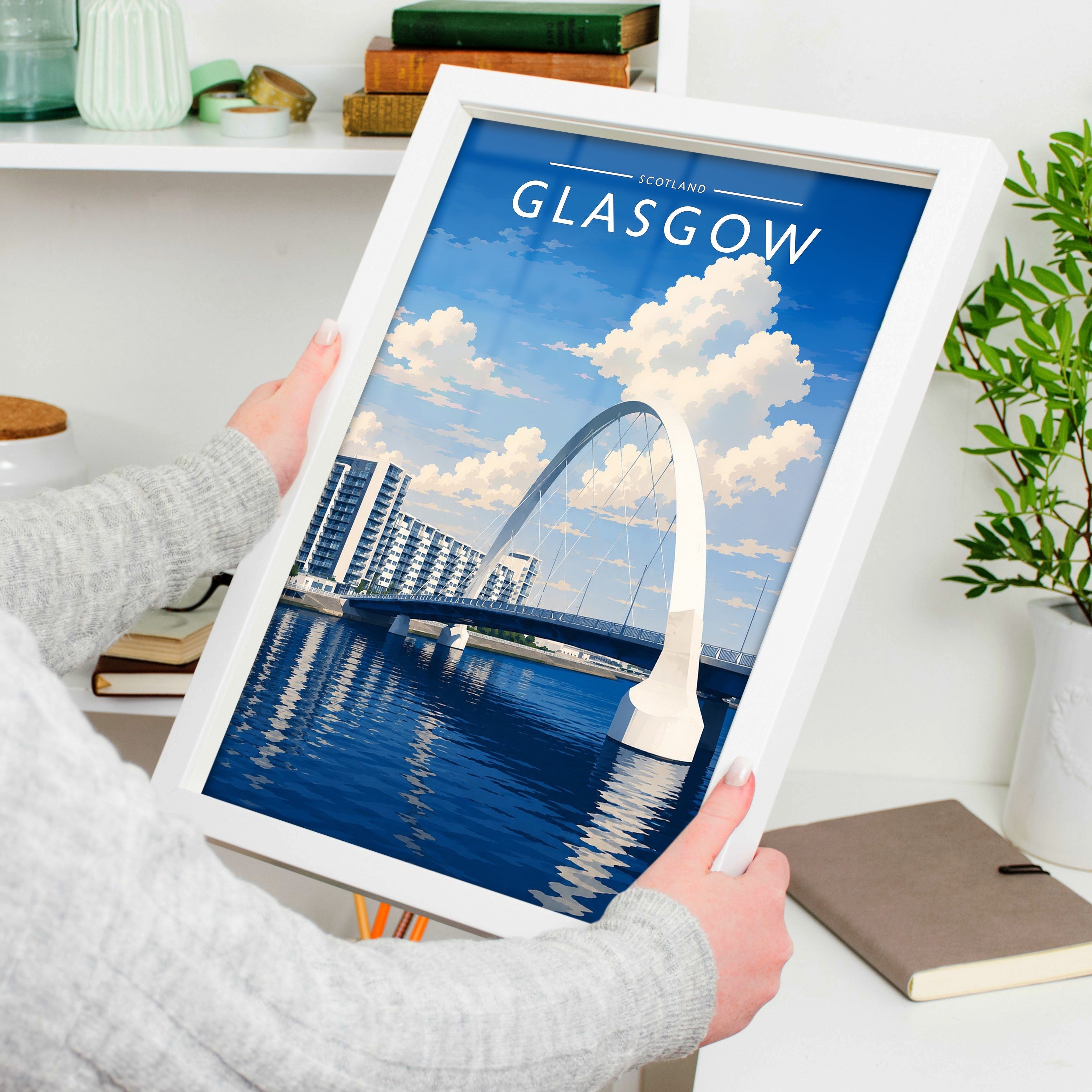 Glasgow #5 Travel Poster held in a white frame