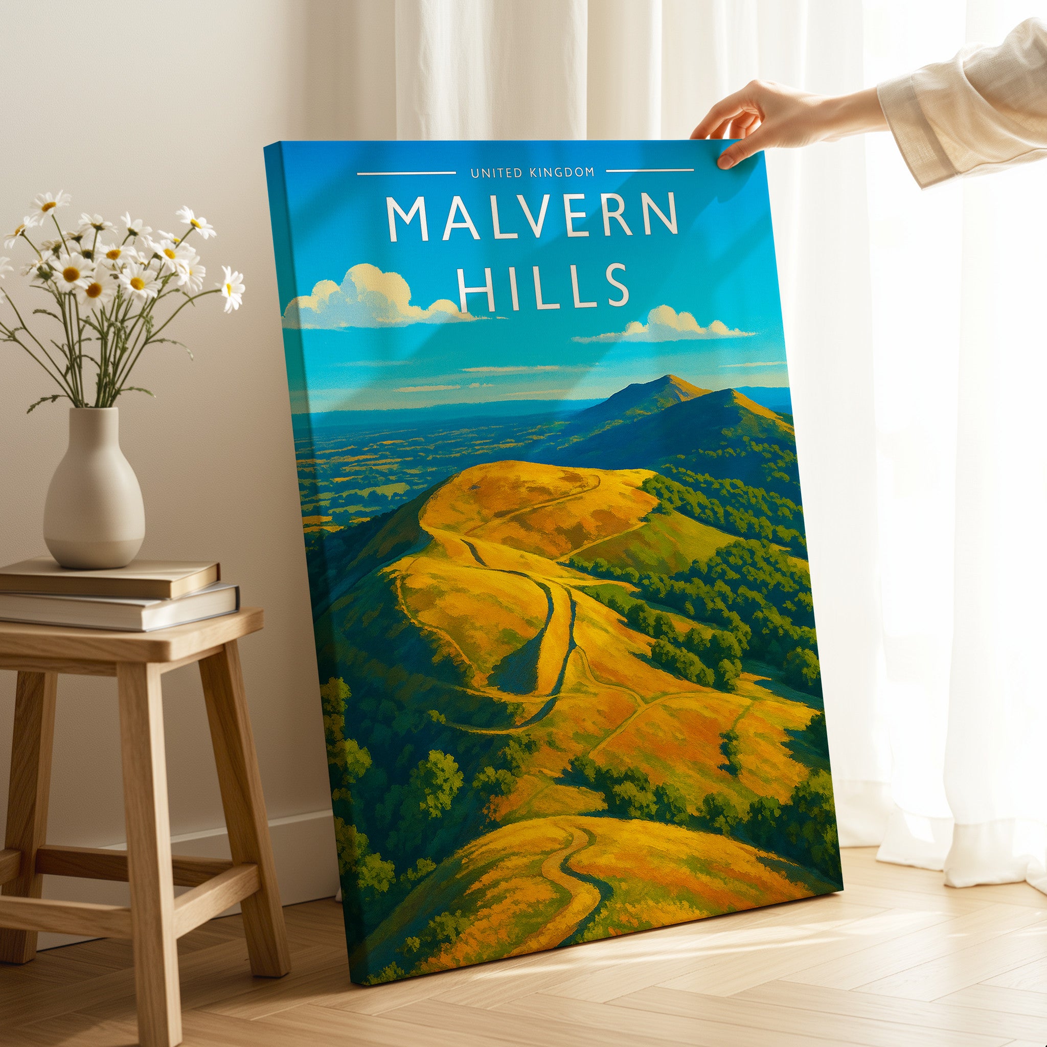 Malvern Hills Travel Poster as a gallery-wrapped canvas