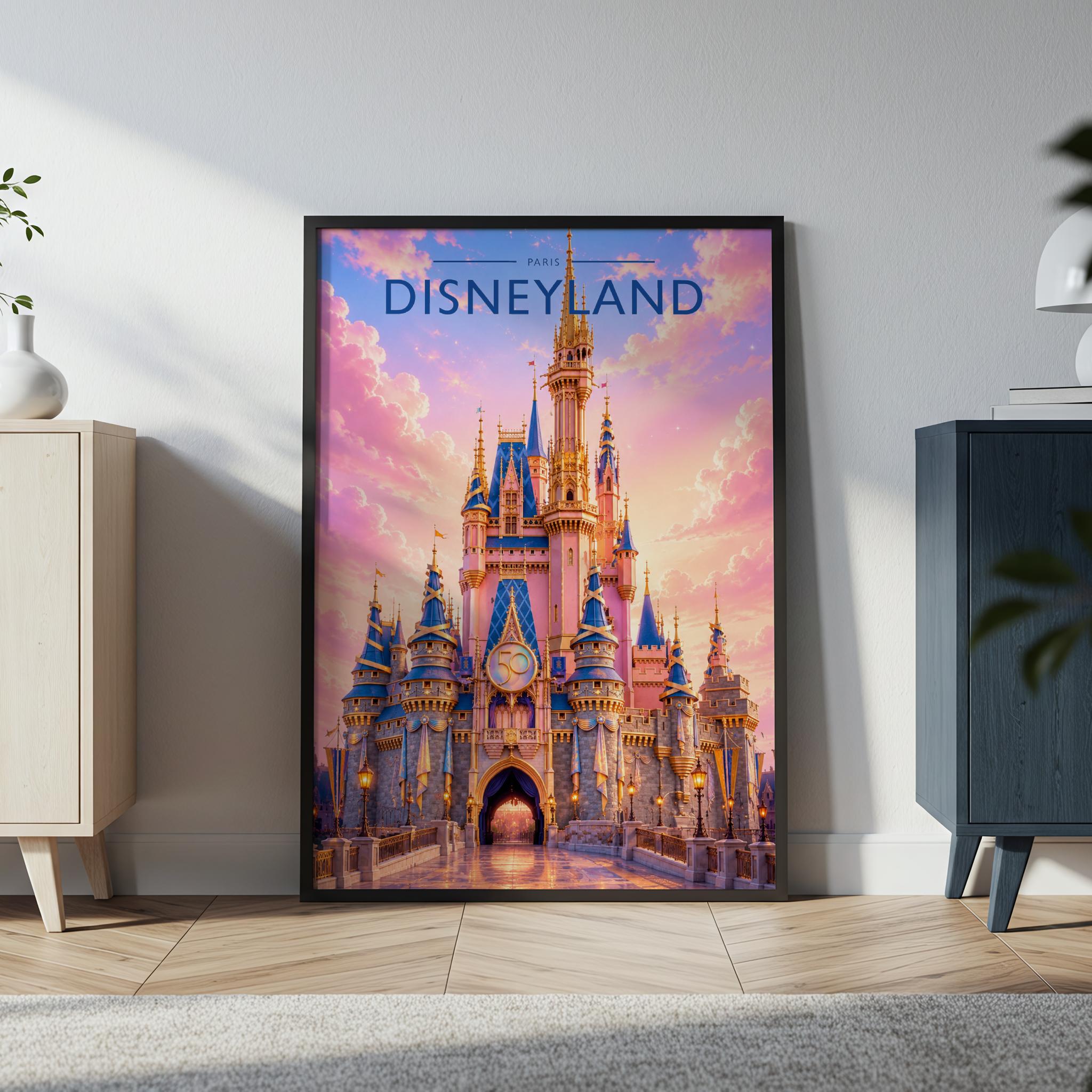 Paris Travel Poster in a black frame