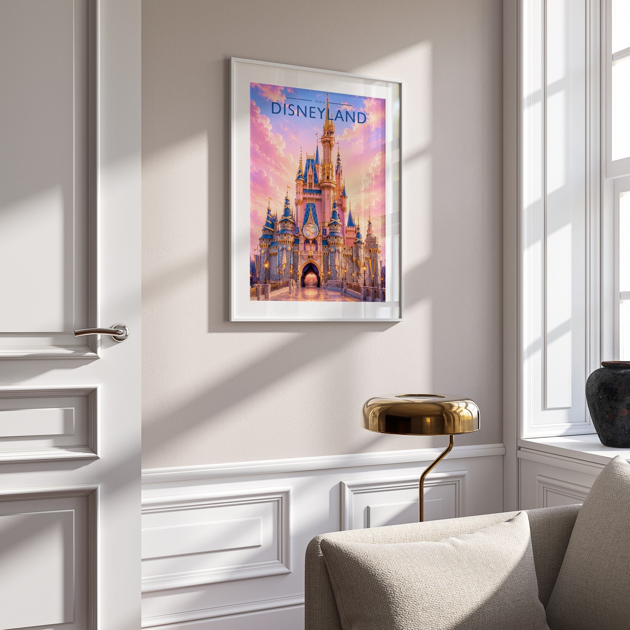 Paris Travel Poster mounted in a white frame