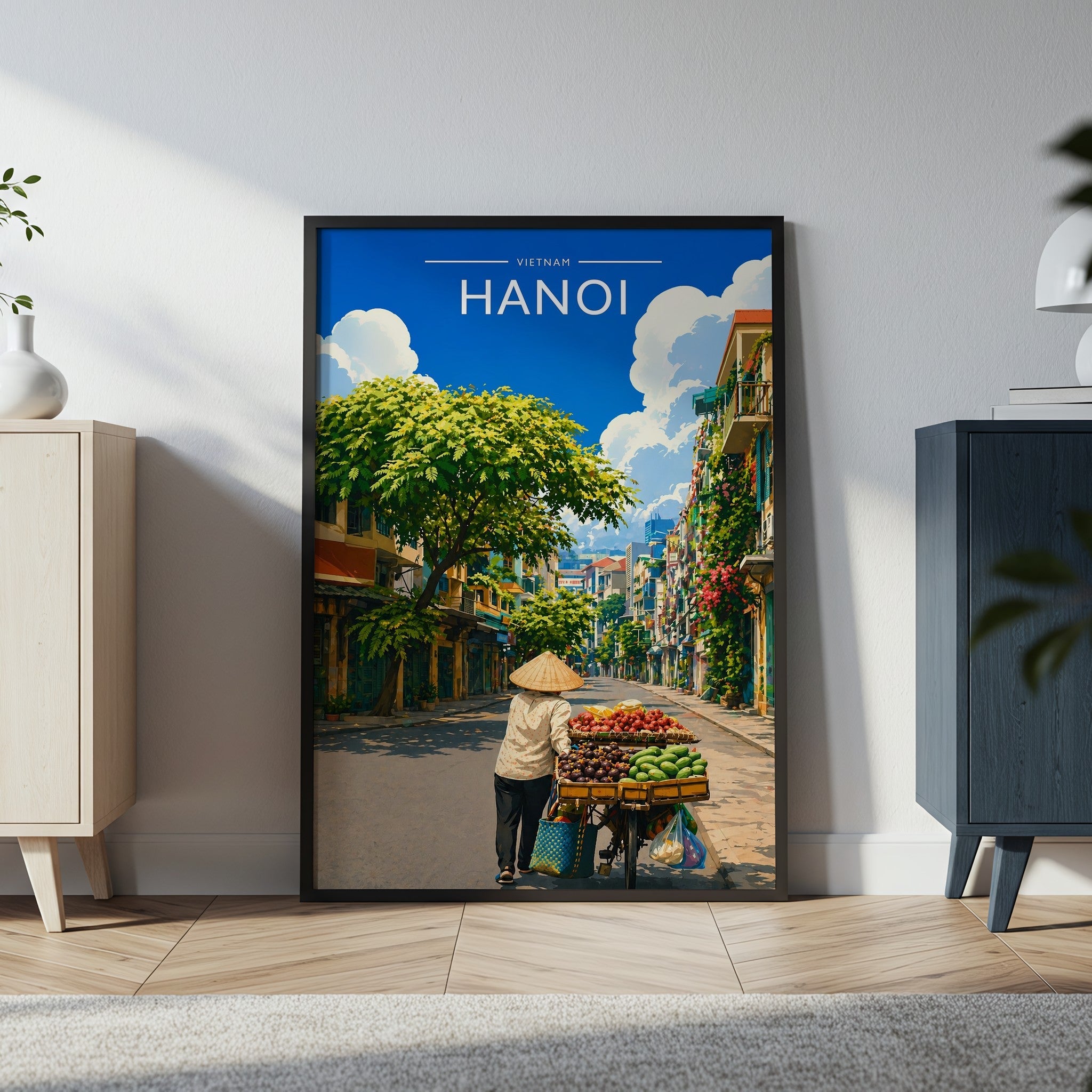 Hanoi #3 Travel Poster in a black frame