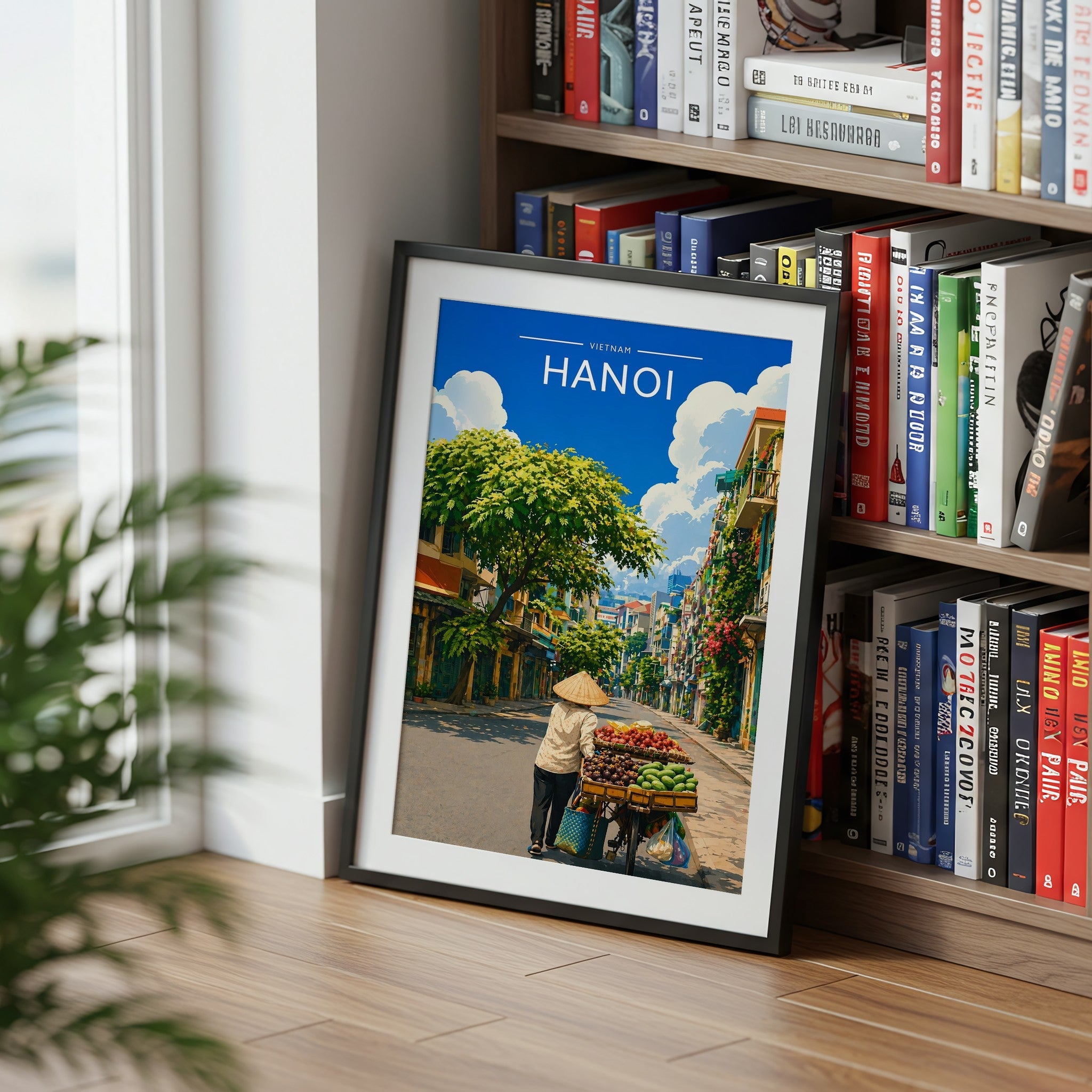 Hanoi #3 Travel Poster mounted in a black frame