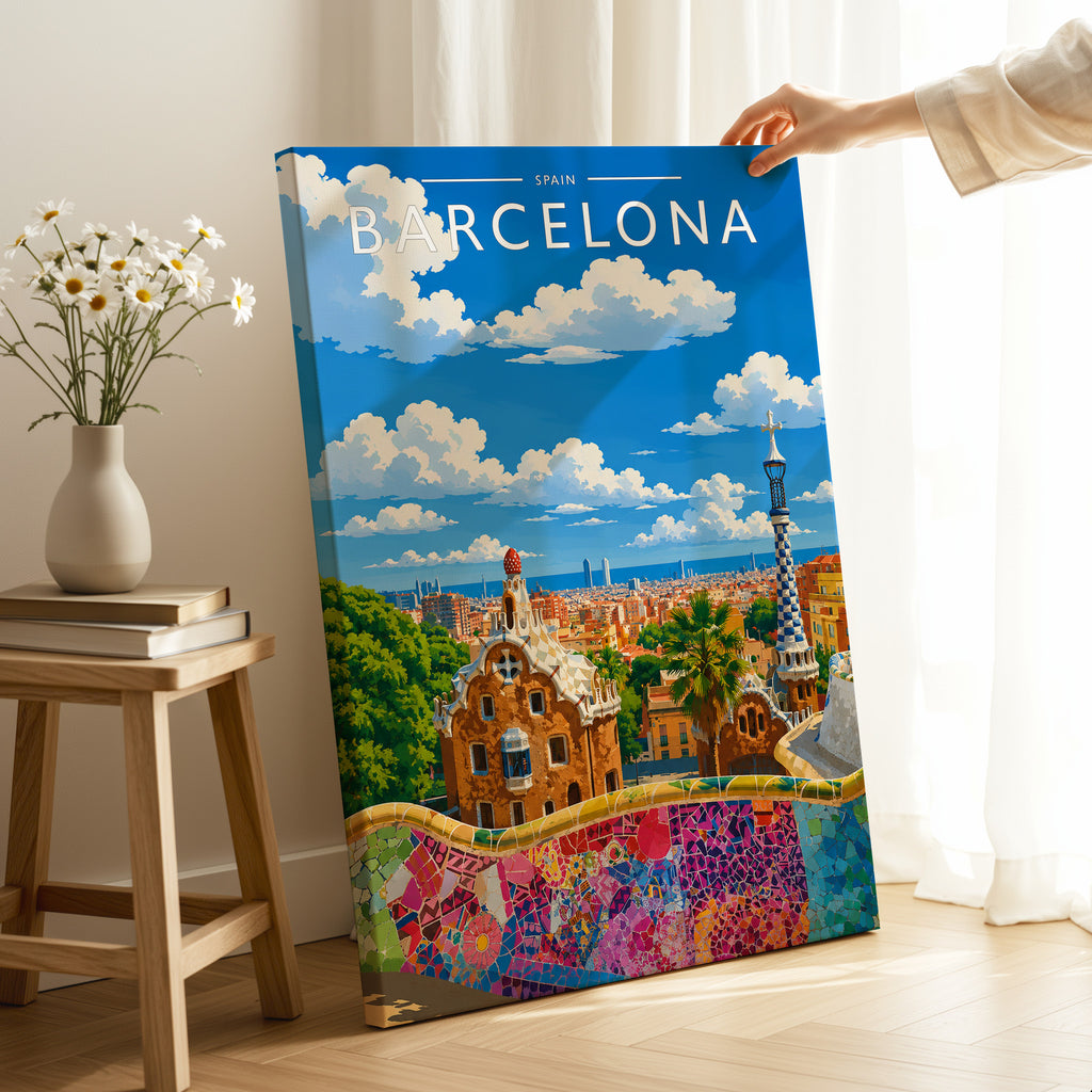 Barcelona #2 Travel Poster as a gallery-wrapped canvas