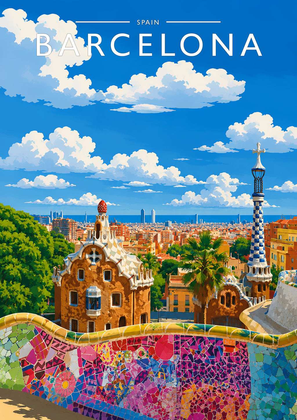 Barcelona #2 Travel Poster - A4 travel poster print